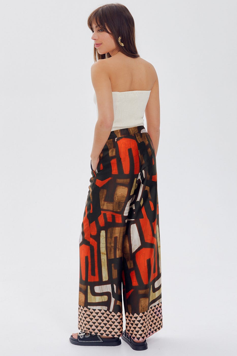 Pantalon large en satin