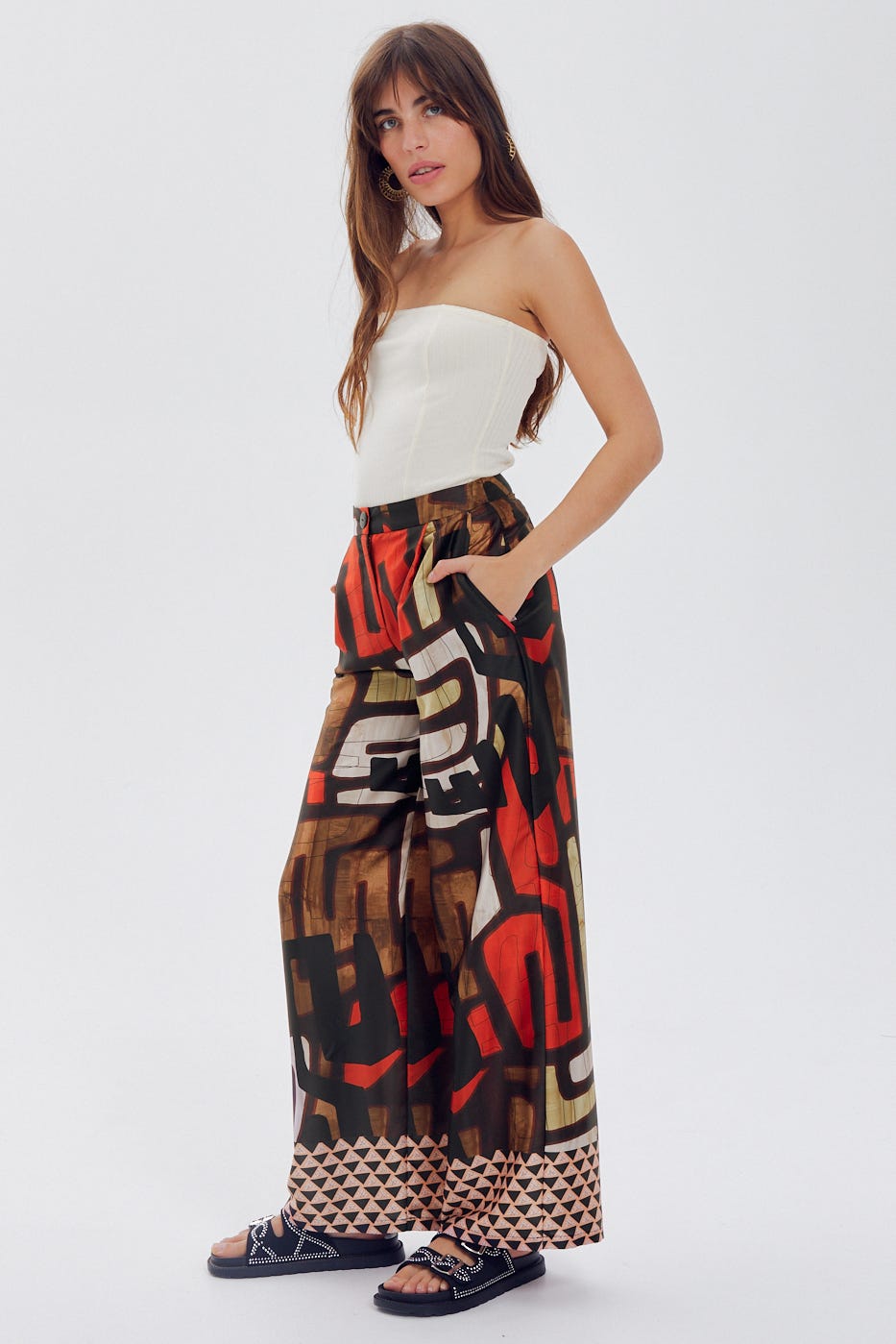 Pantalon large en satin