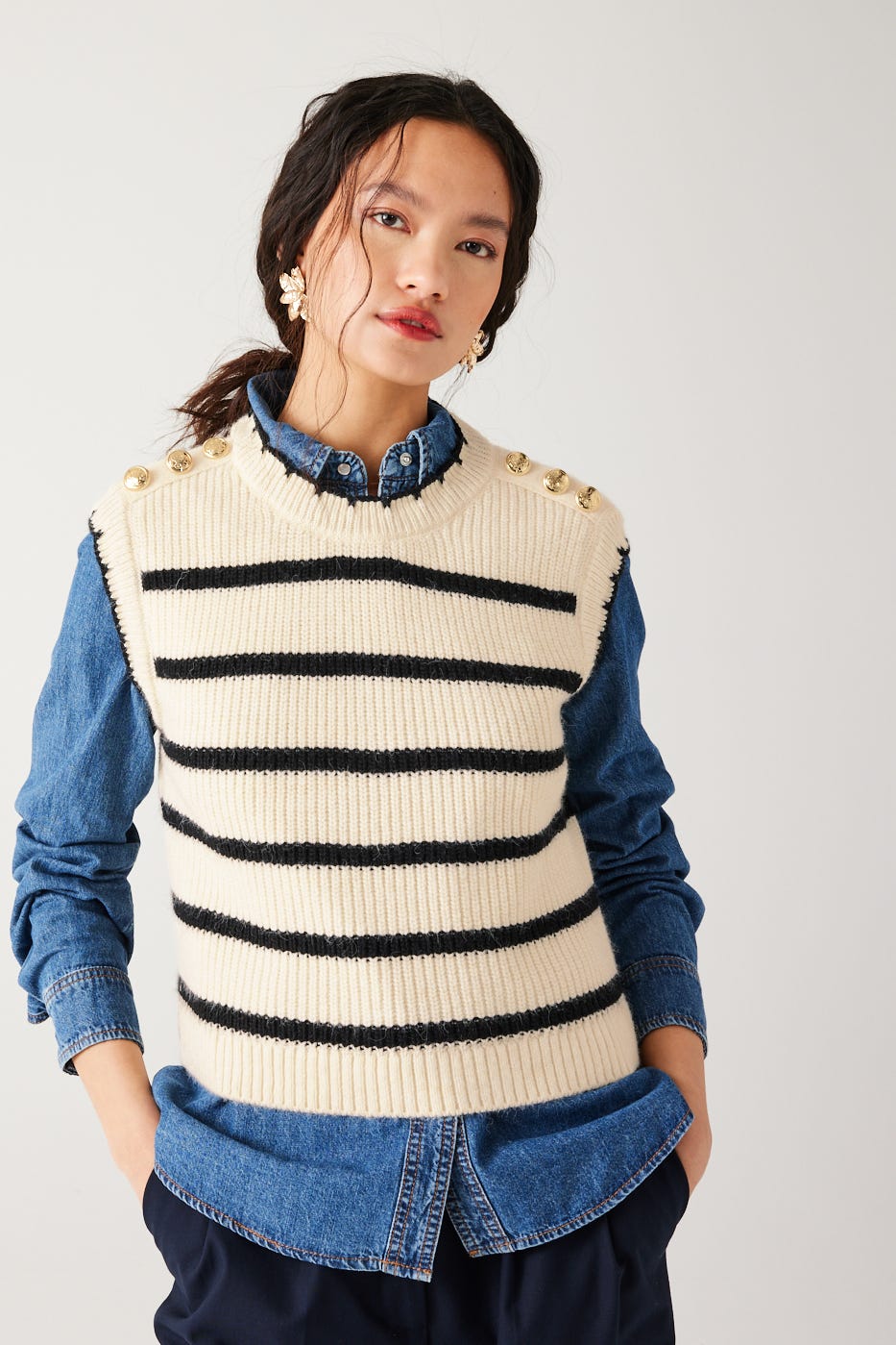 Pull marinière sans manches