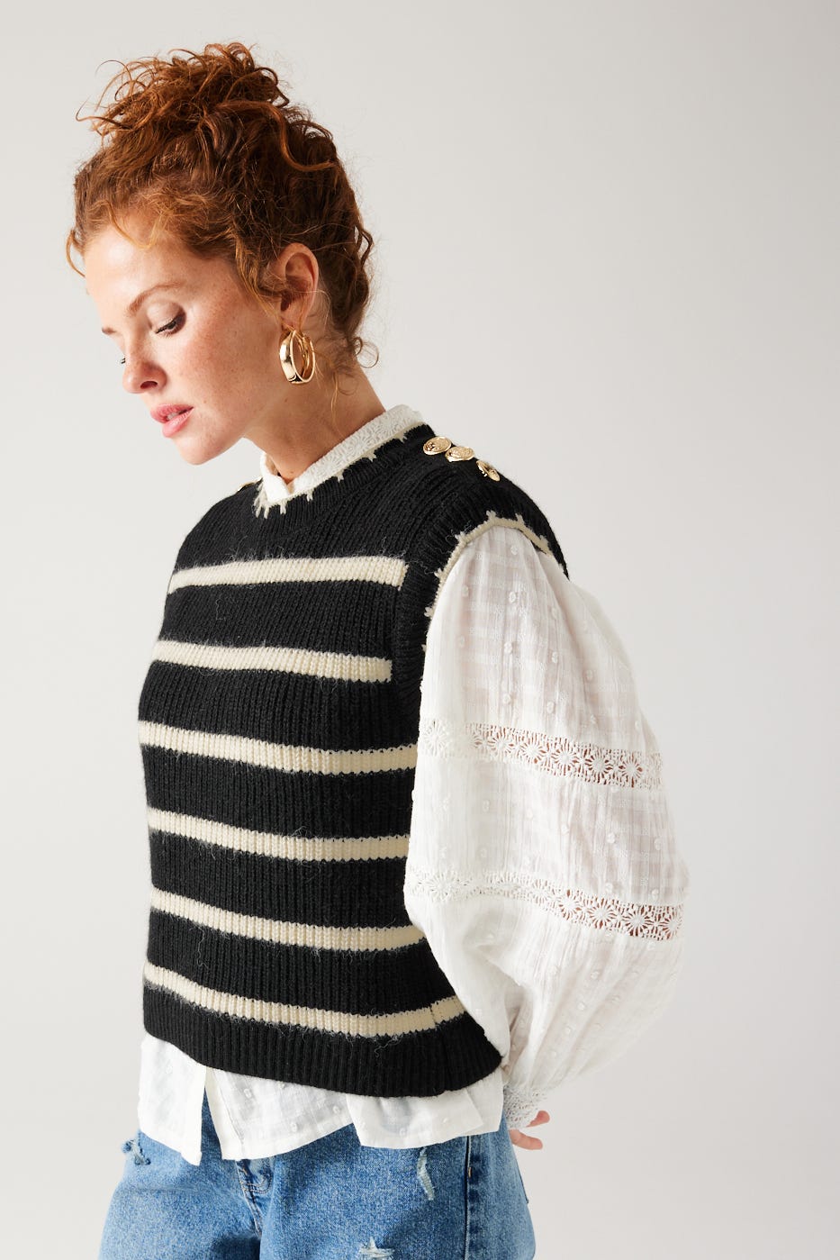 Pull sans manches marinière