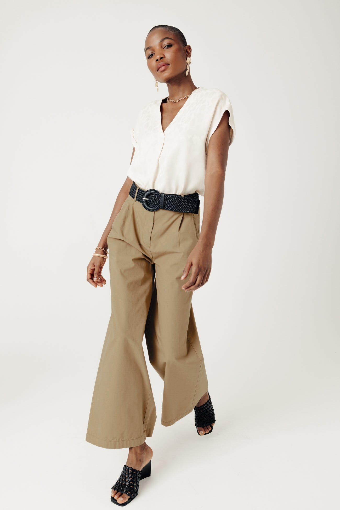 Pantalon large à pinces Femme