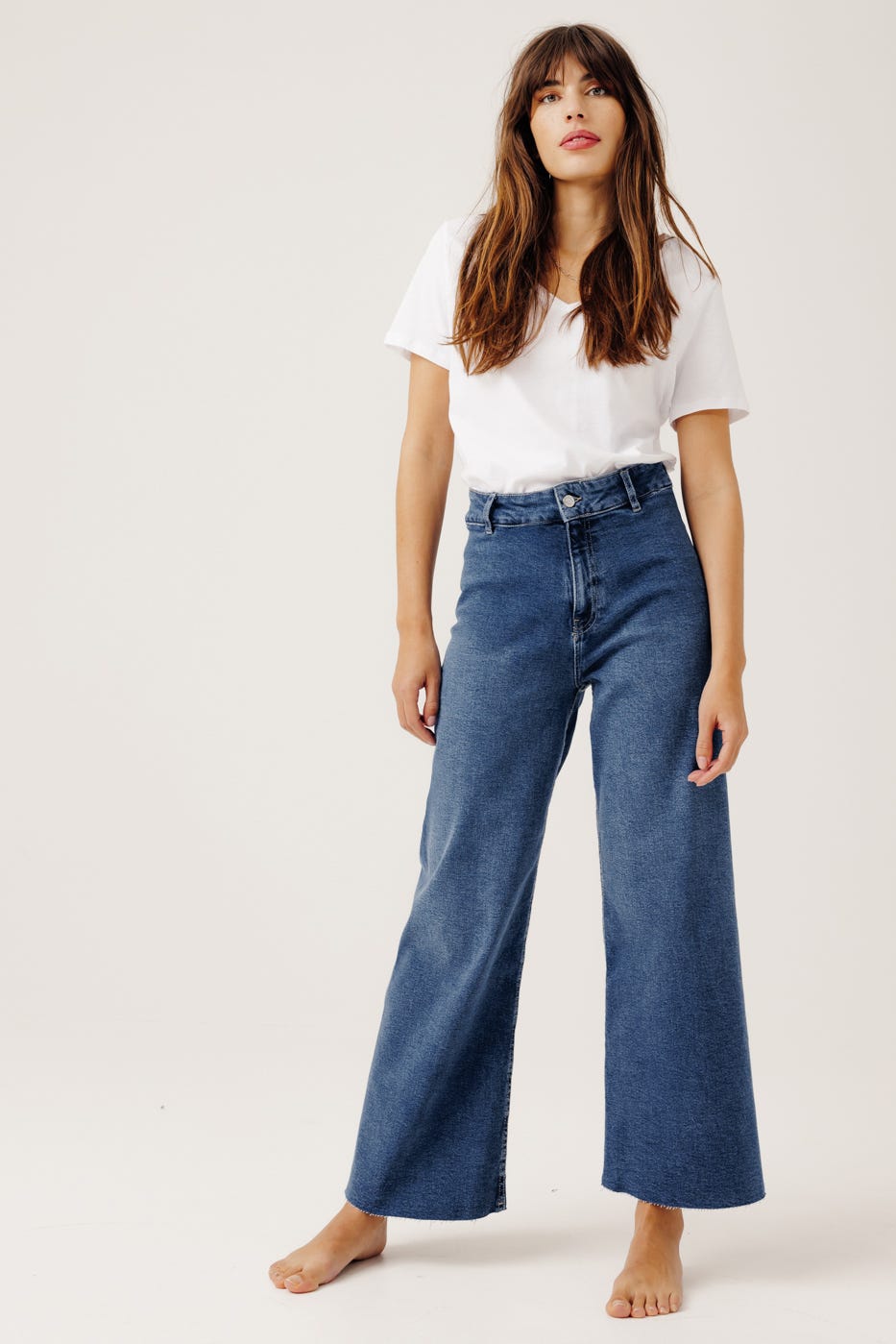 Jean taille haute raw cut