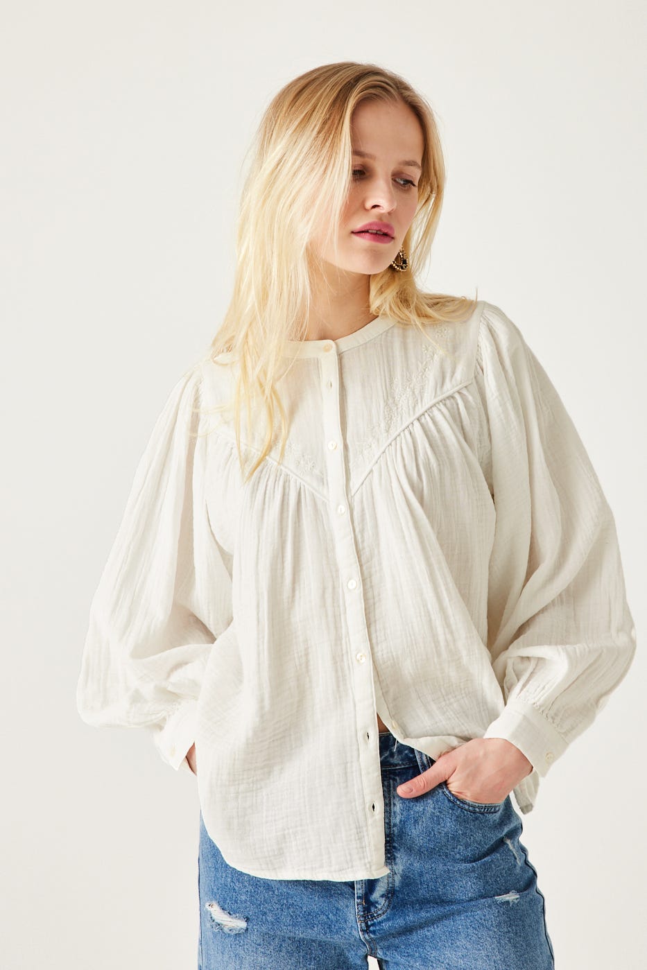 Chemise oversize brodée