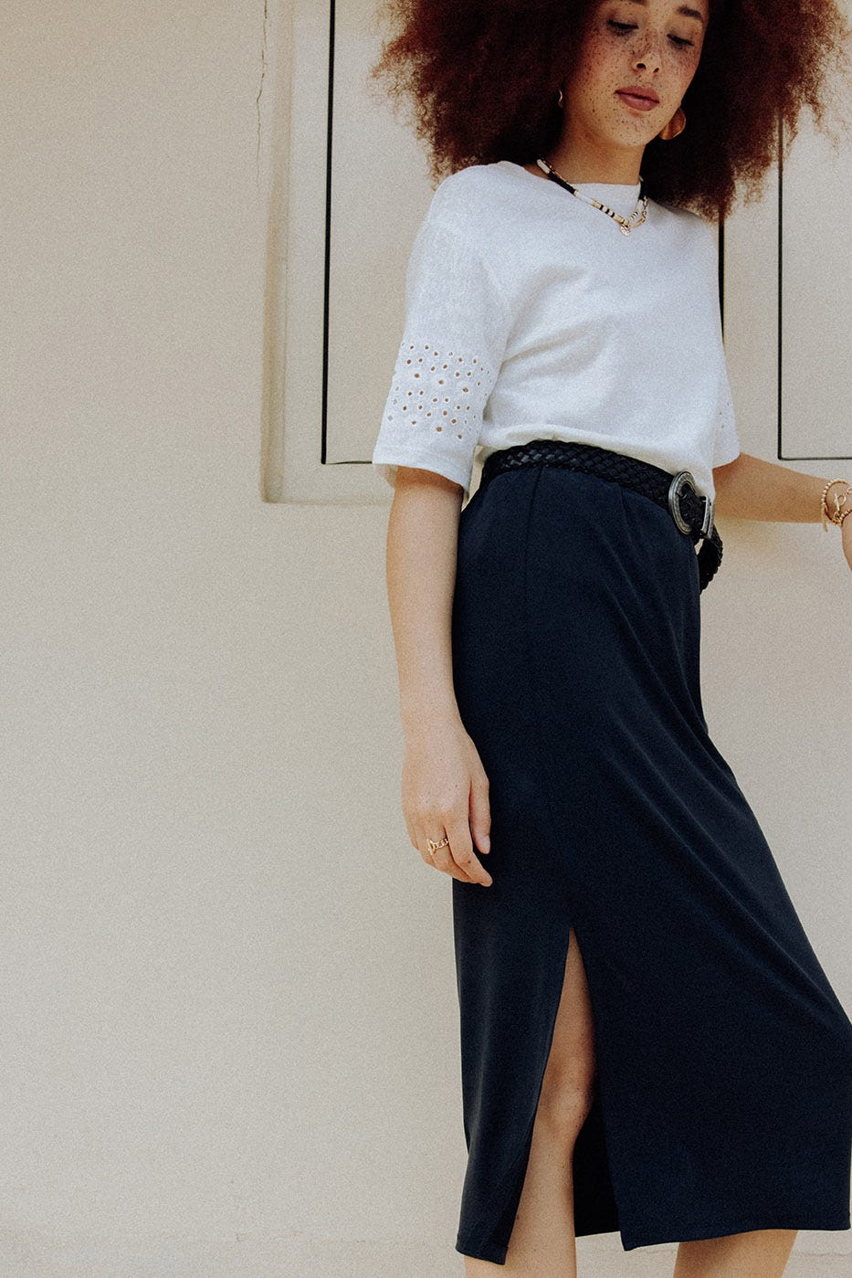 Jupe midi fendue
