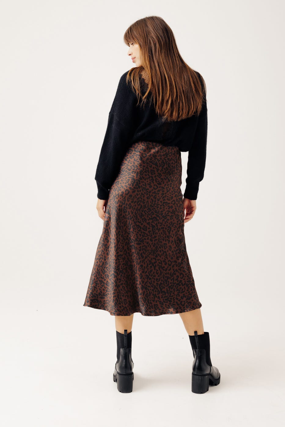 Satin midi skirt