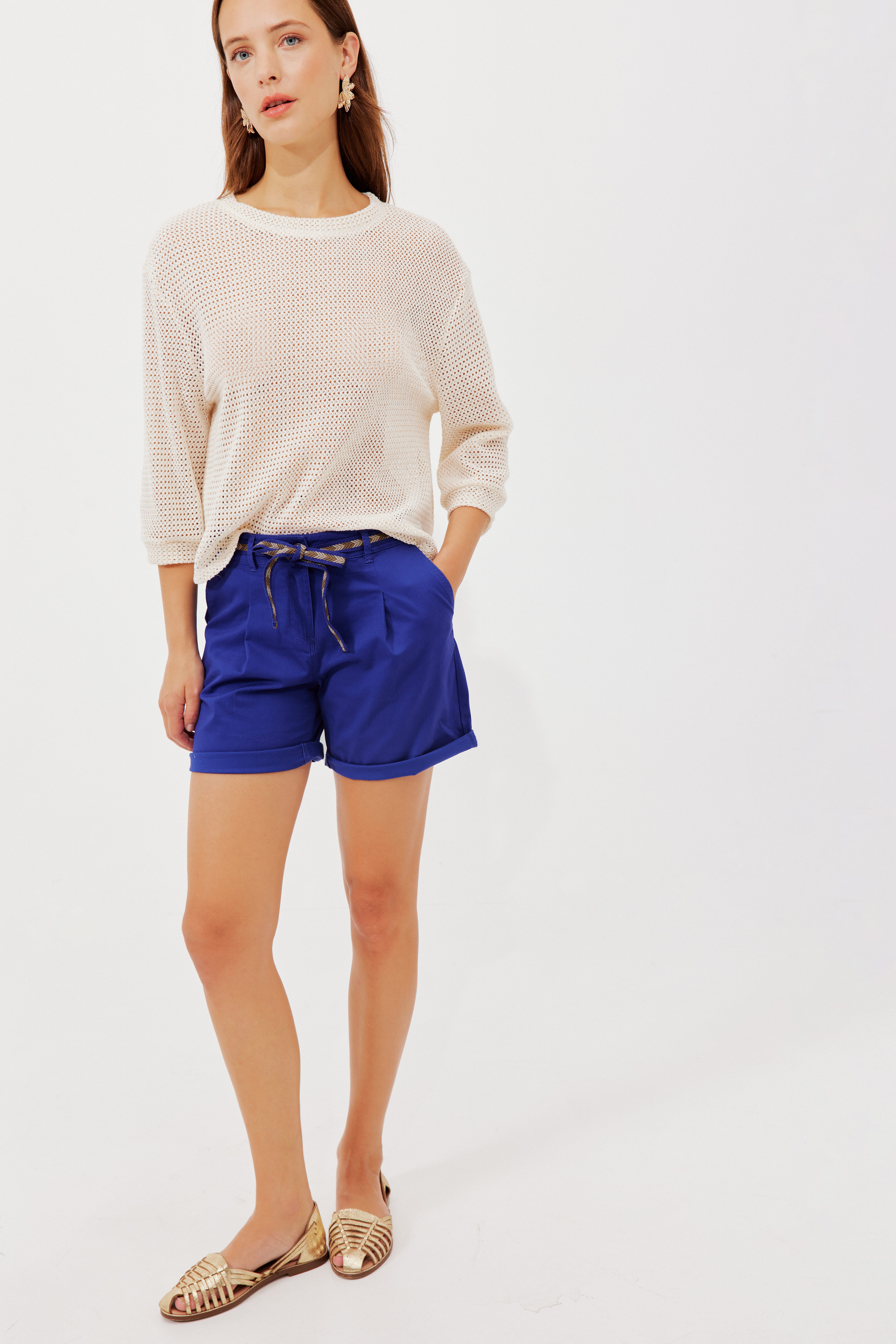 Pleat shorts belt