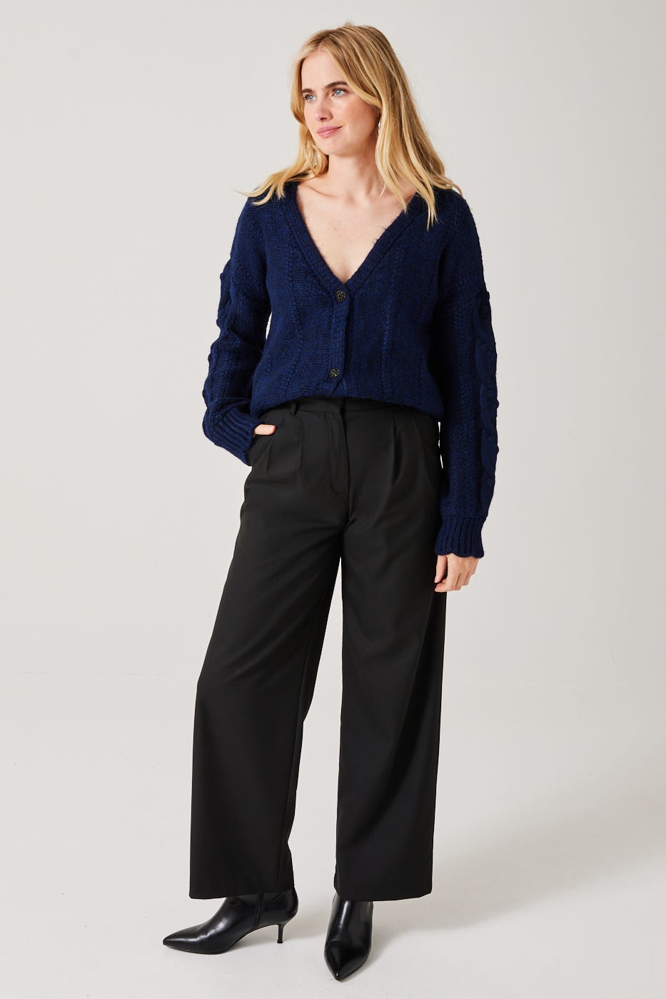 Wideleg pleat trousers