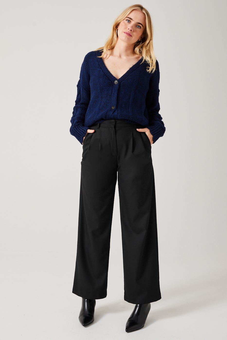 Wideleg pleat trousers