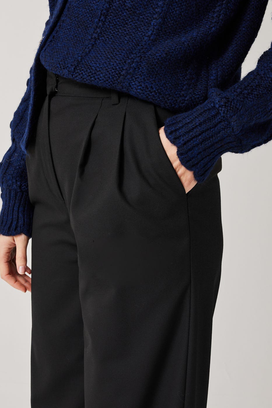 Wideleg pleat trousers