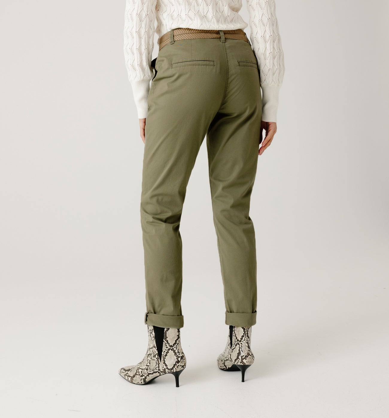 Pantalon chino kaki femme best sale