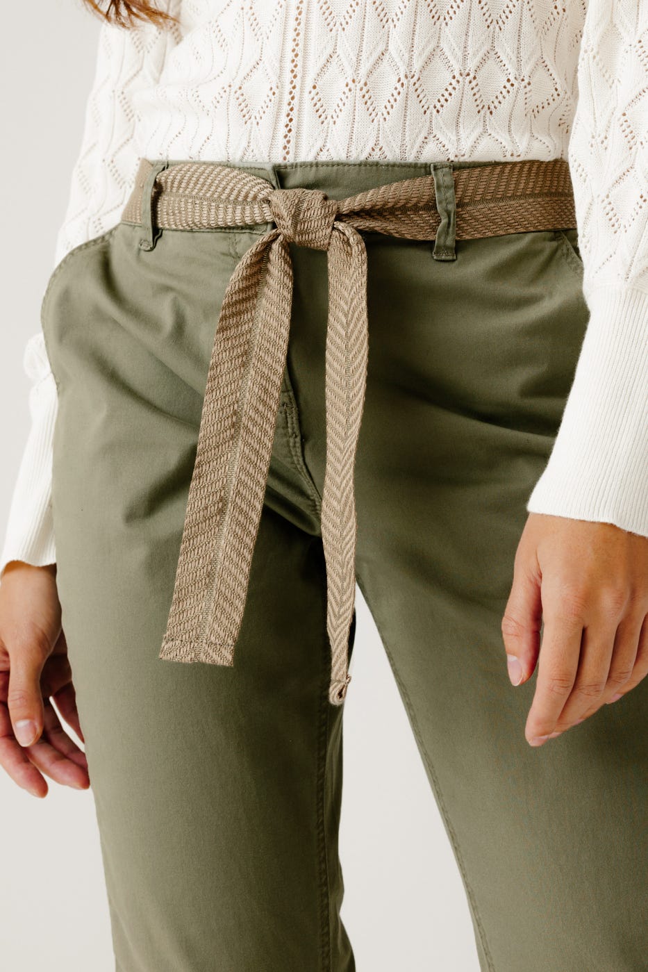 Belted chinos