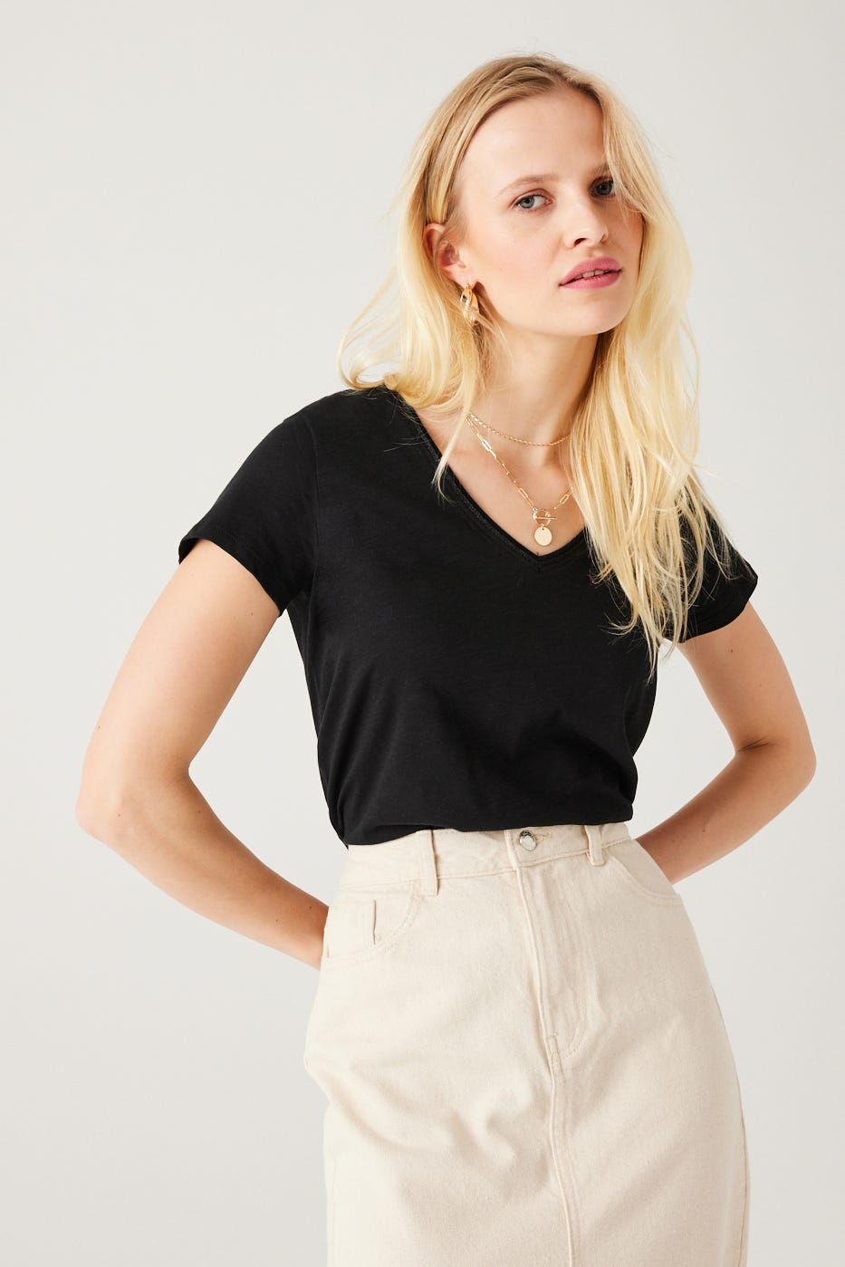 T-shirt col V Femme