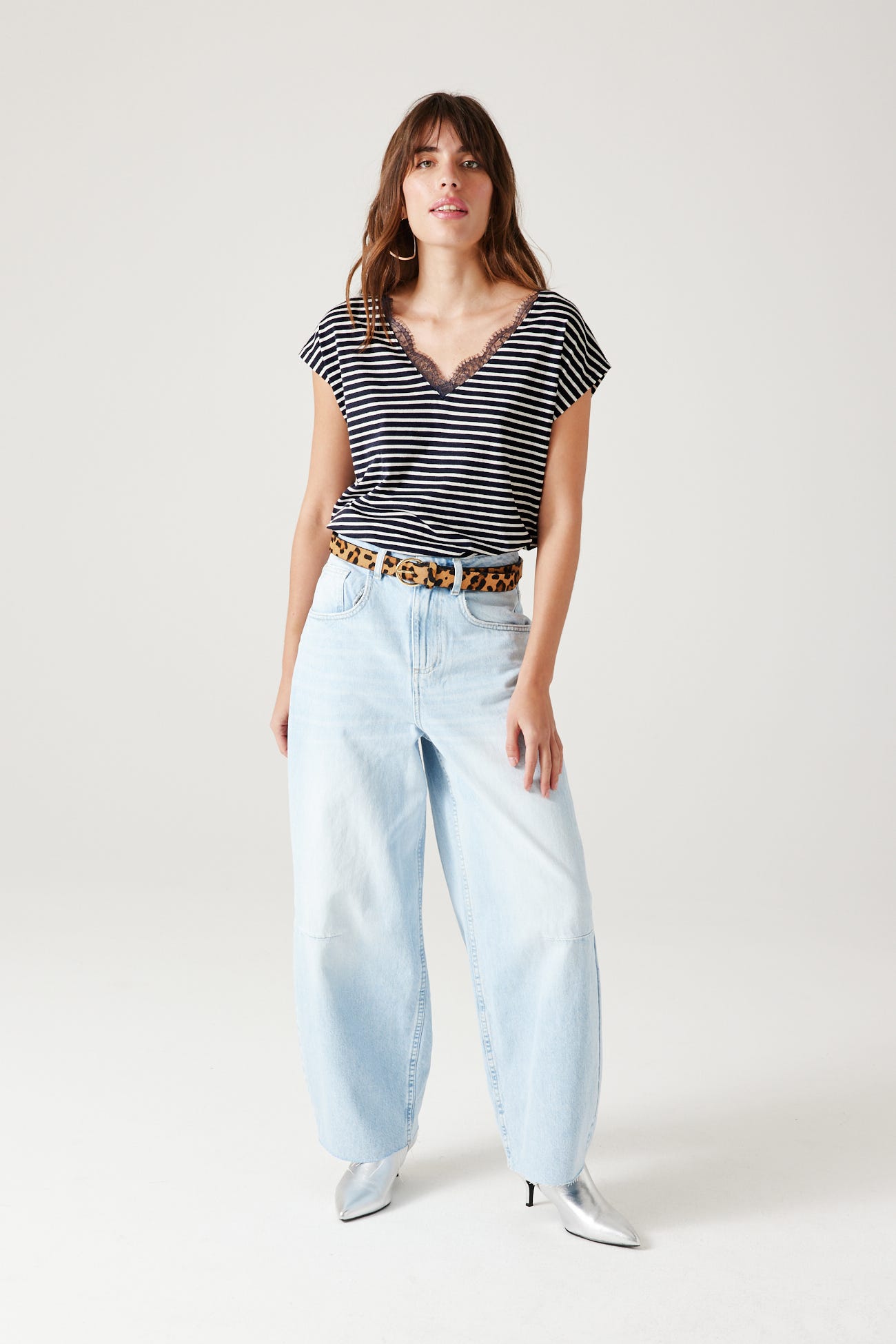 T-shirt con inserto in pizzo