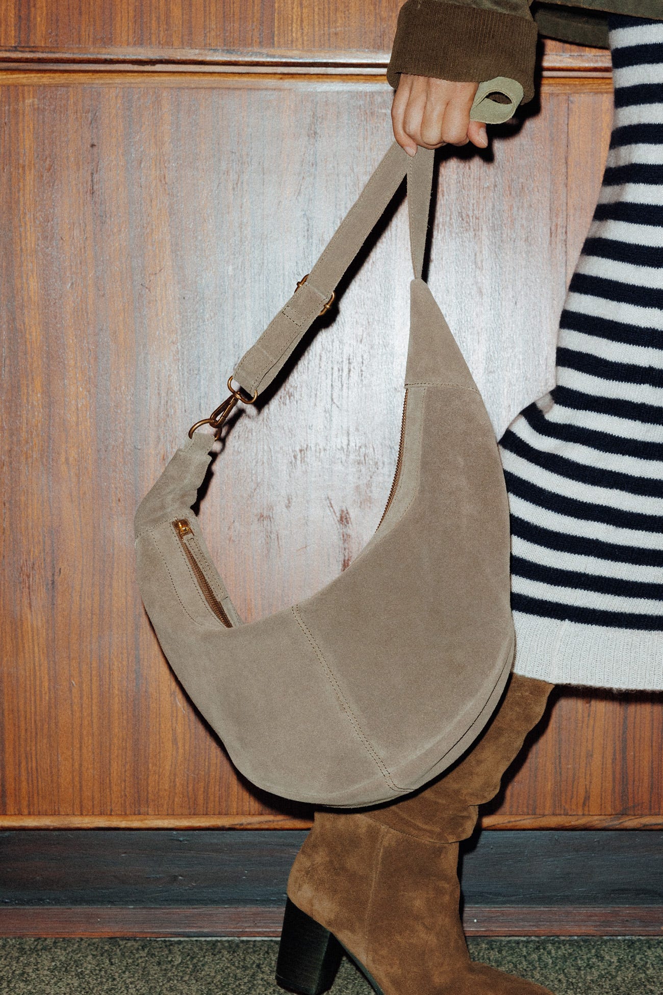 Bolso media luna piel