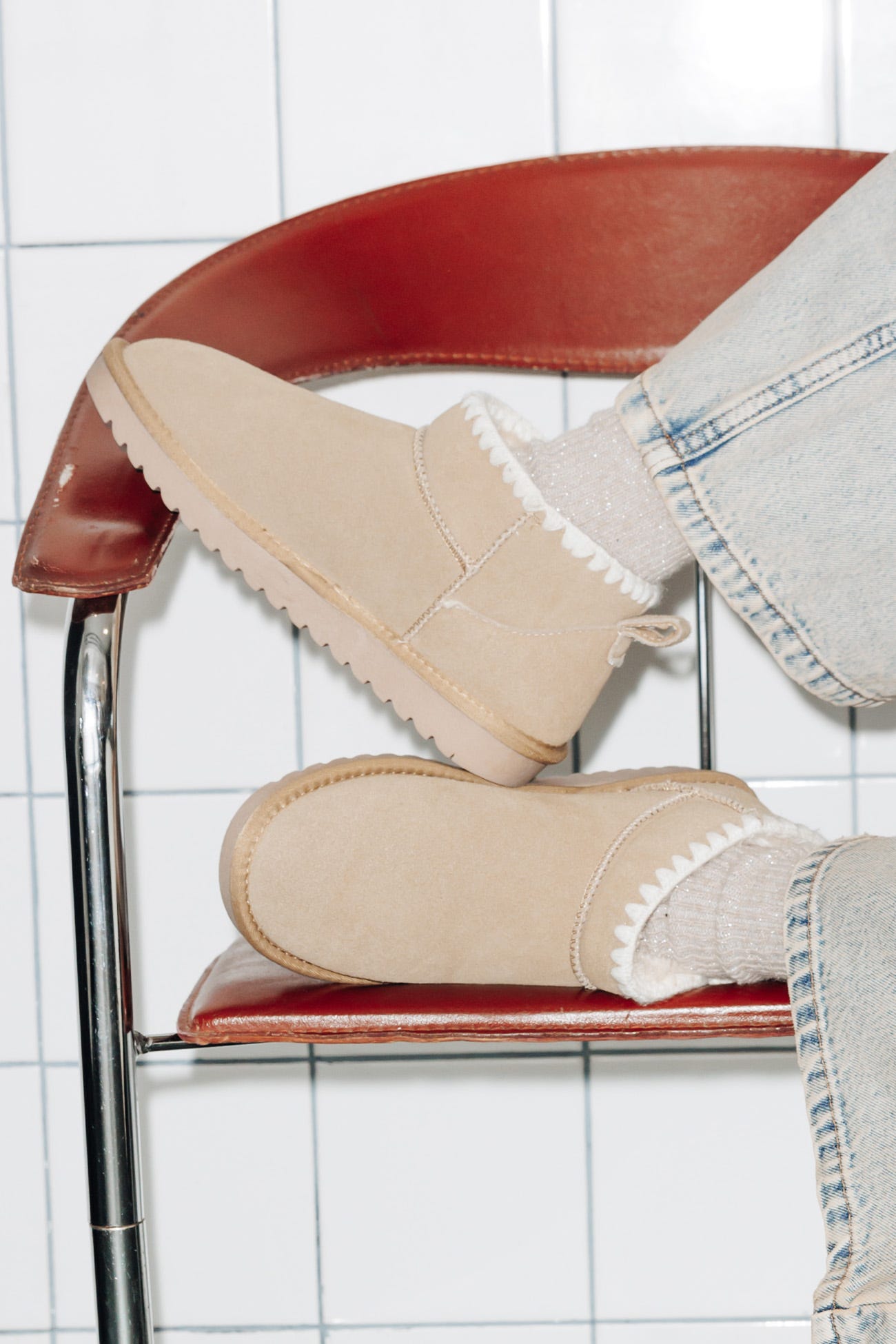 Boots en cuir et moumoute
