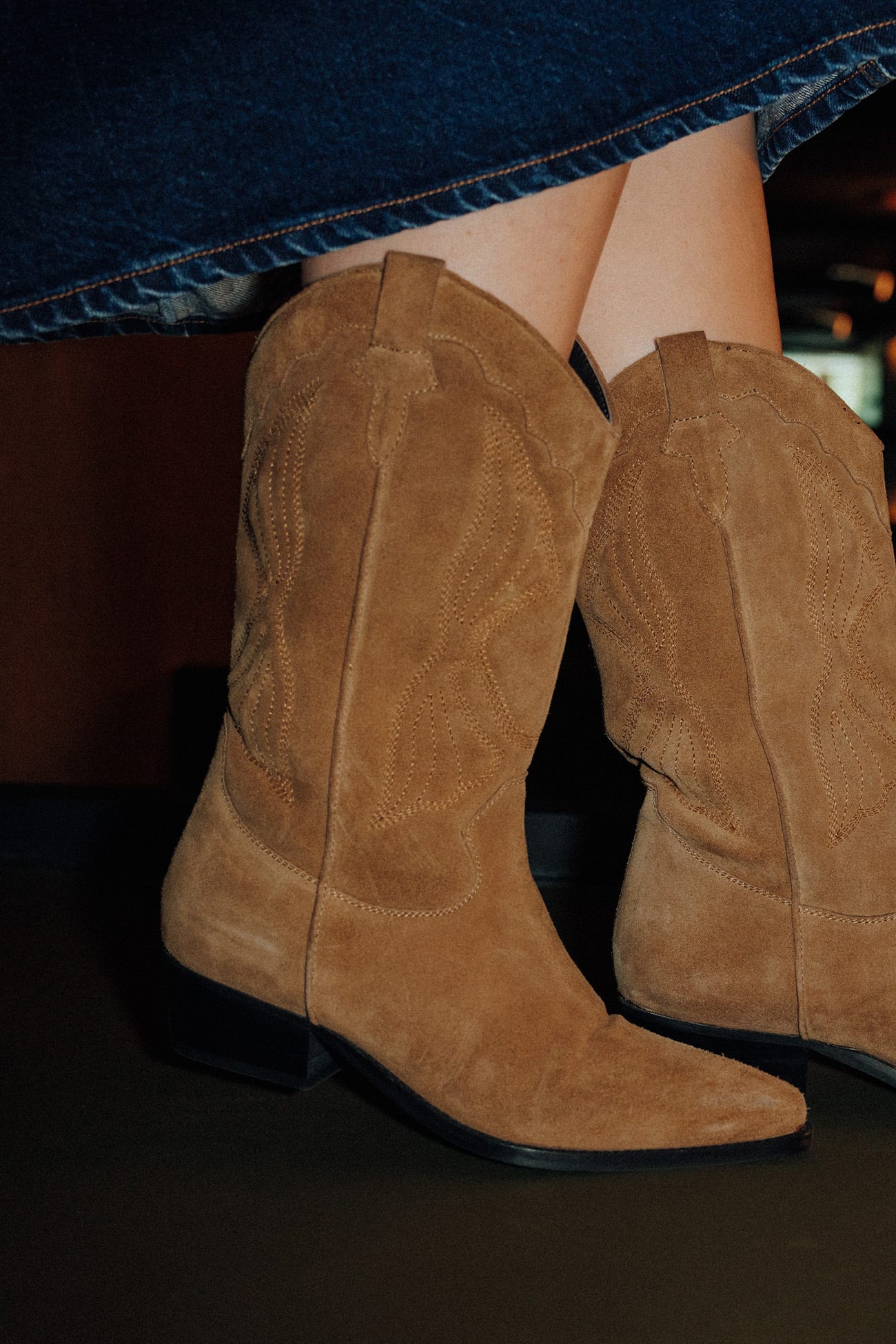 Santiags en cuir suédé Femme