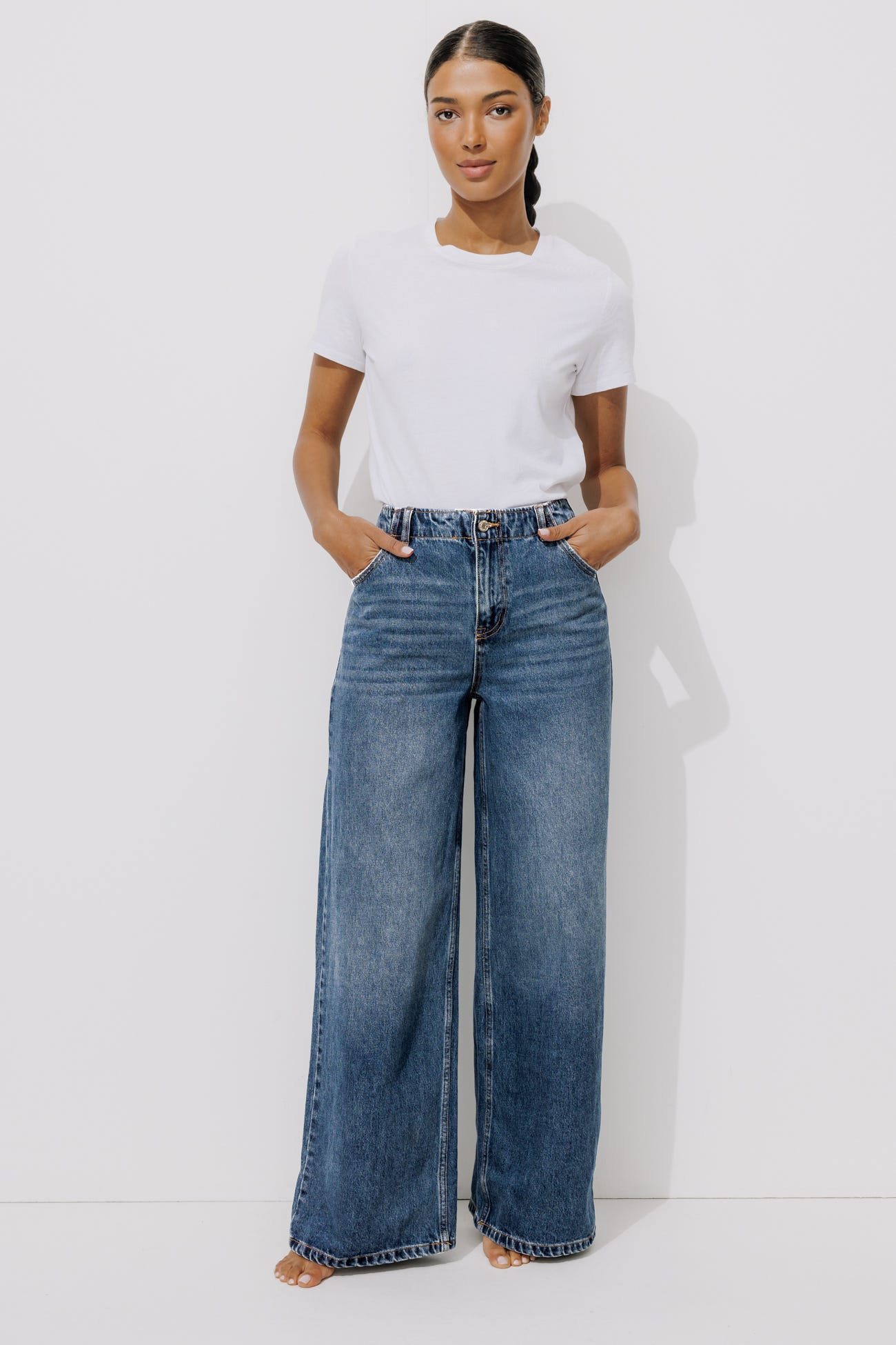 Jean large taille haute