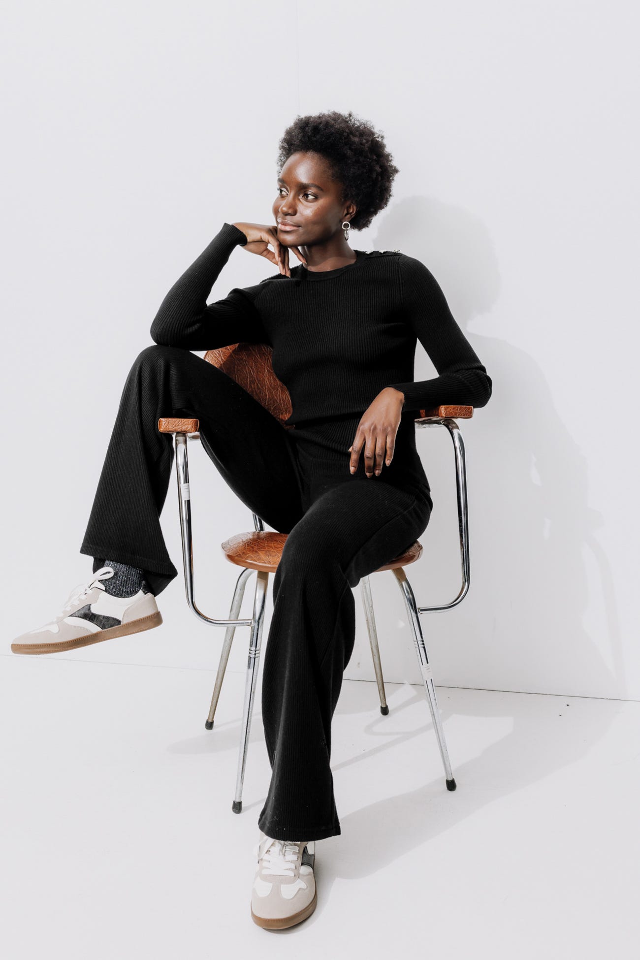 Pantalón recto punto canalé