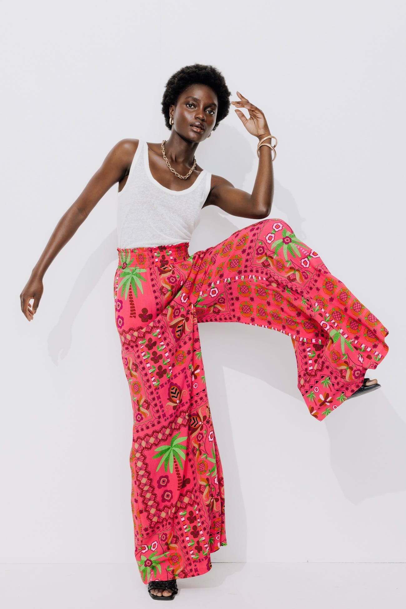 Pantalon large imprimé Femme