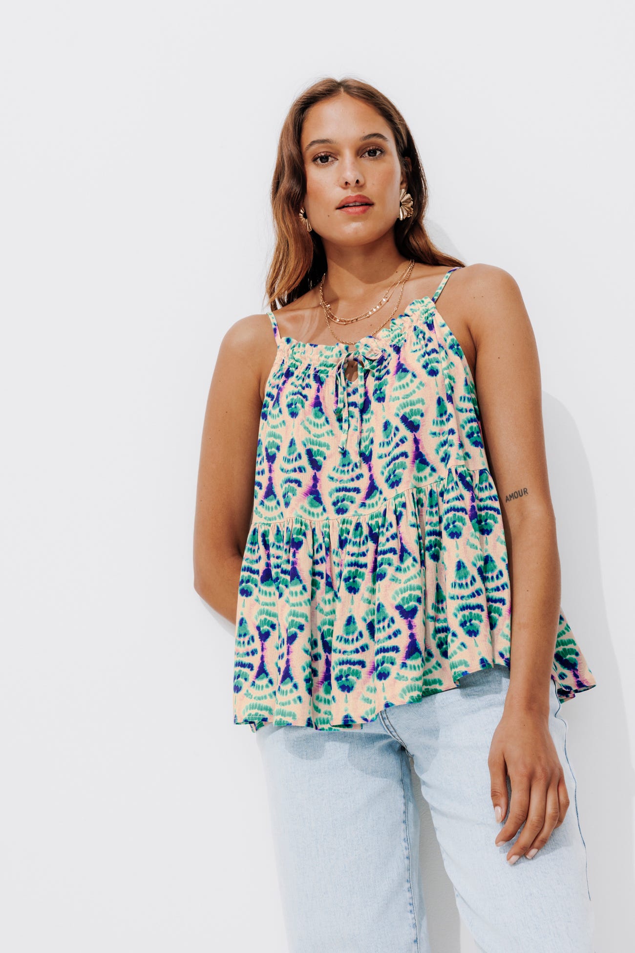 Top motif ikat écoconçu Femme