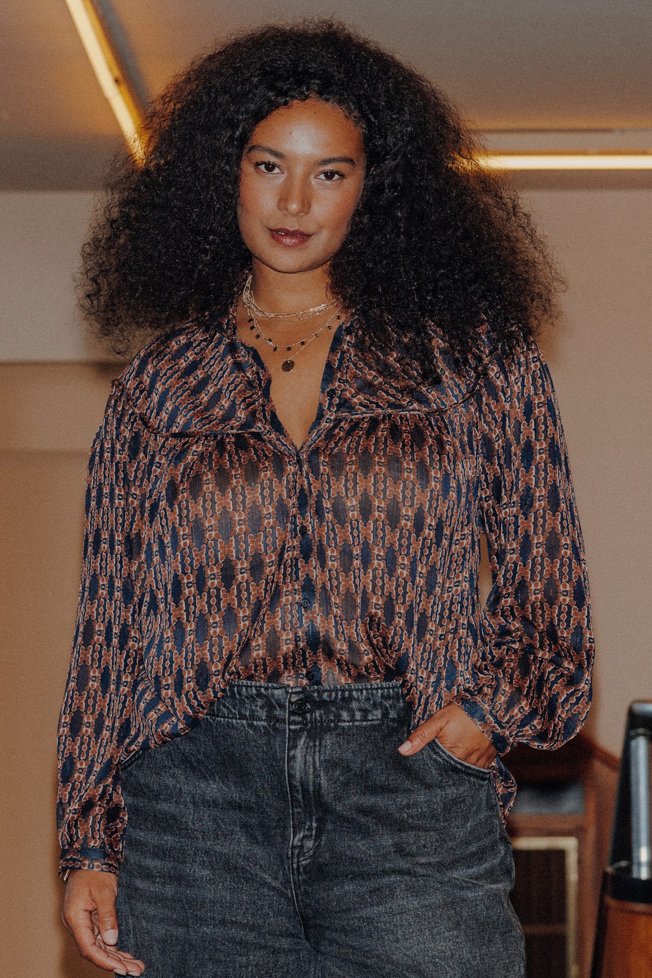 Chemise en voile imprimé Femme