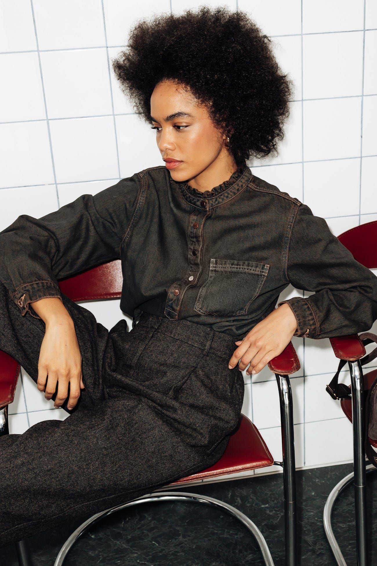 Chemise en jean surteint Femme