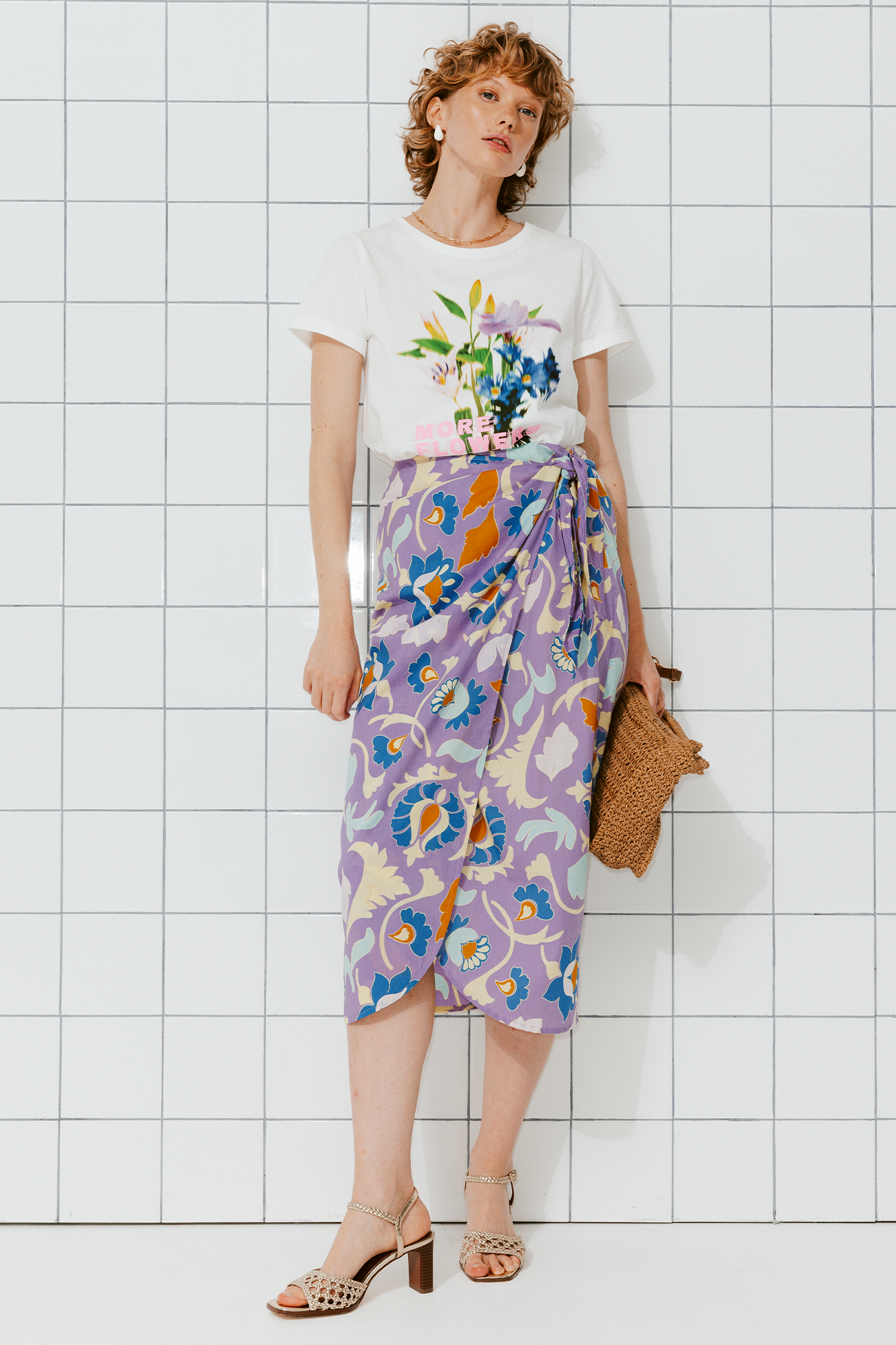 Jupe midi portefeuille Femme
