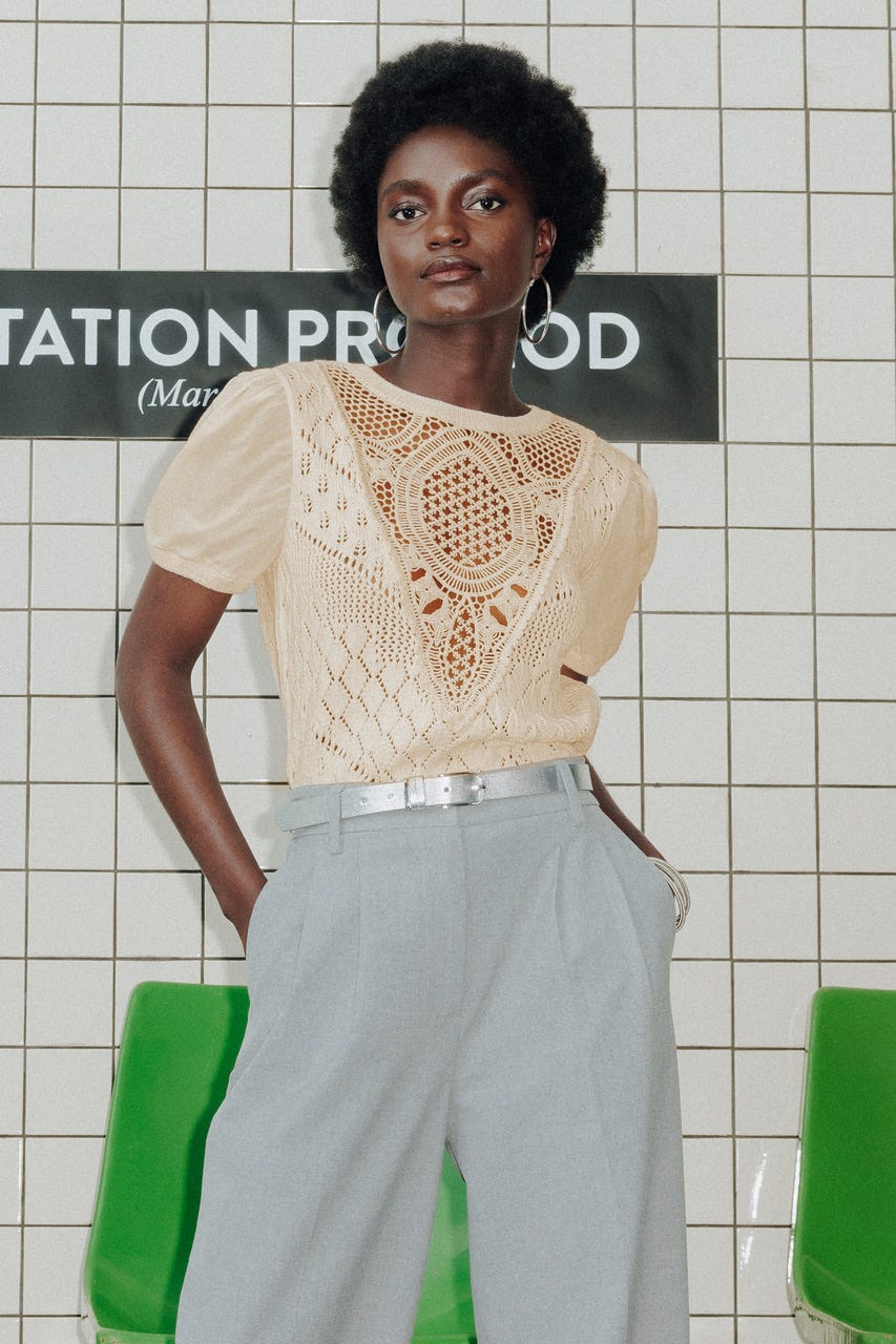 Pull à effet superposé Femme