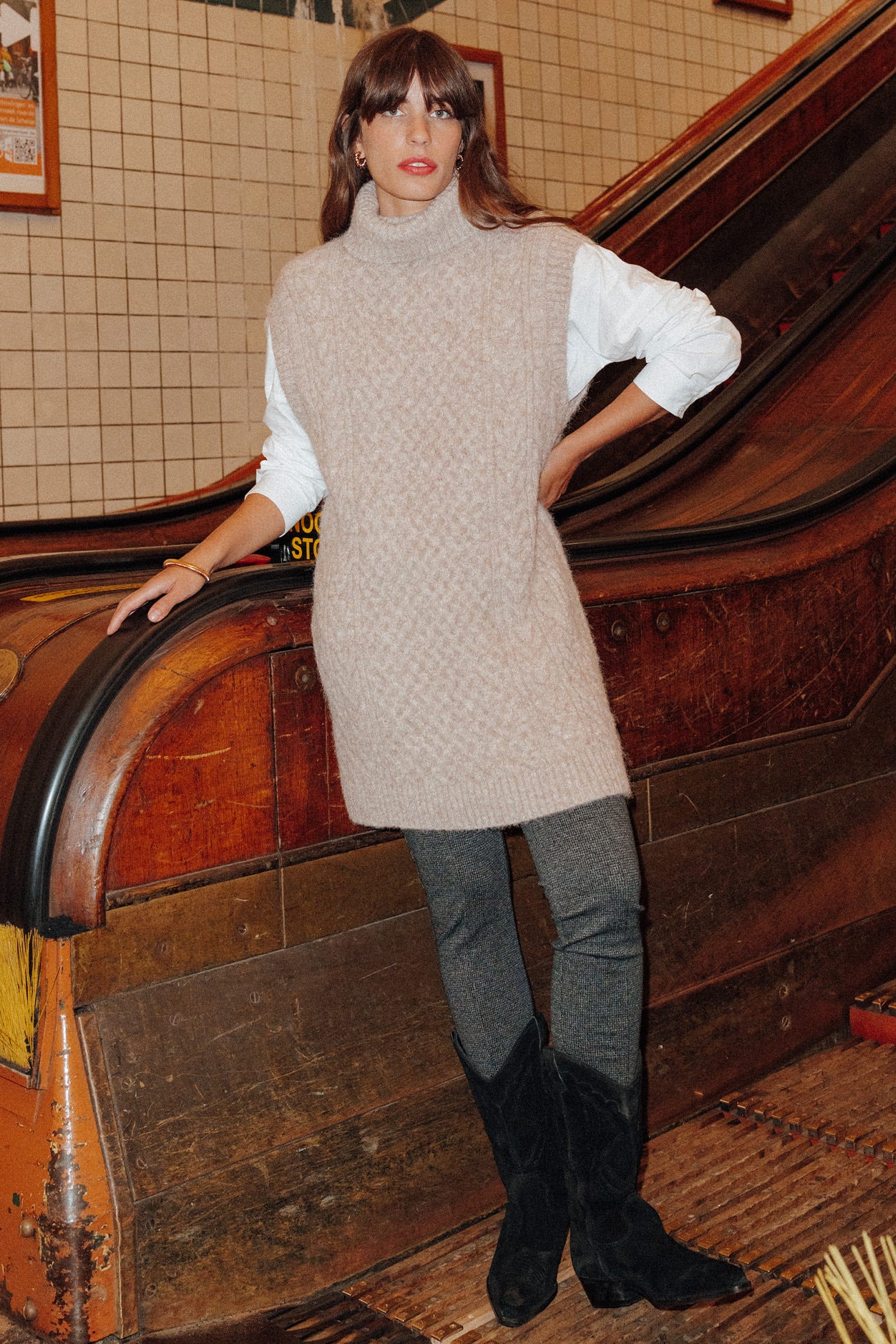 Pull-tunique col roulé Femme