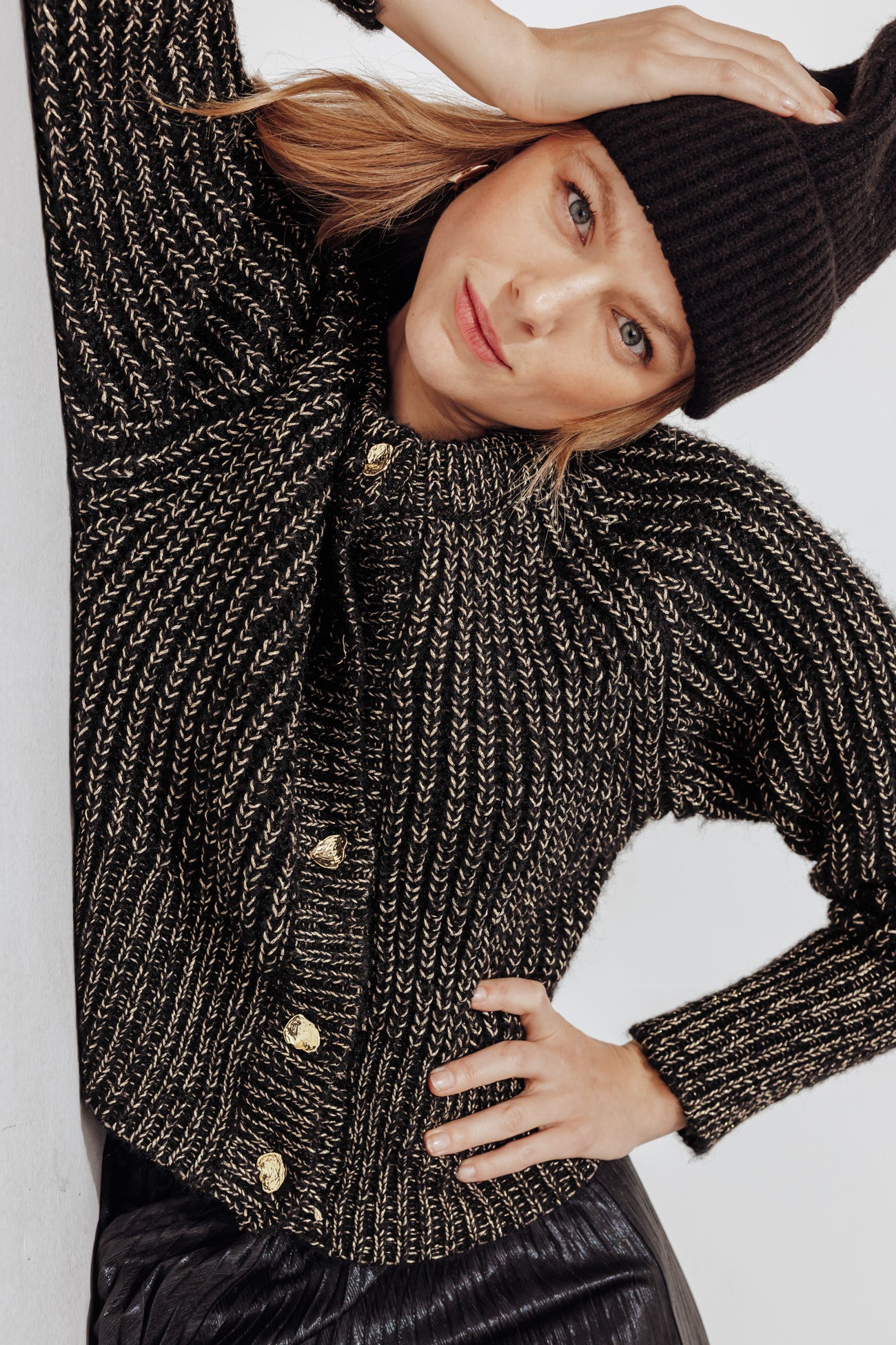 Cardigan côtelé irisé Femme