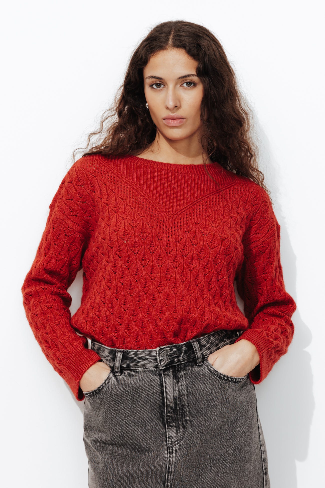 Pull torsadé col rond Femme