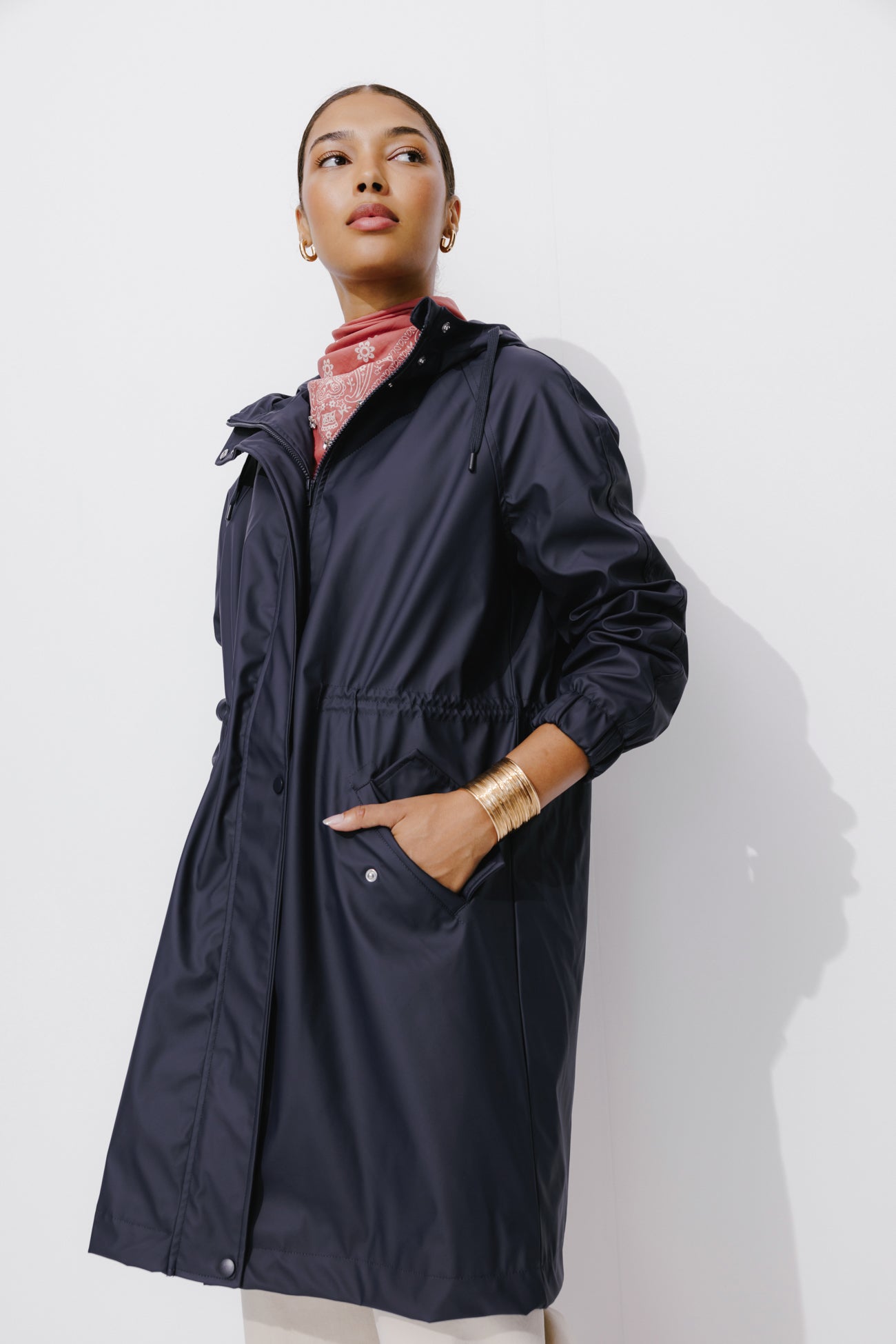 Shower-resistant parka - Navy blue