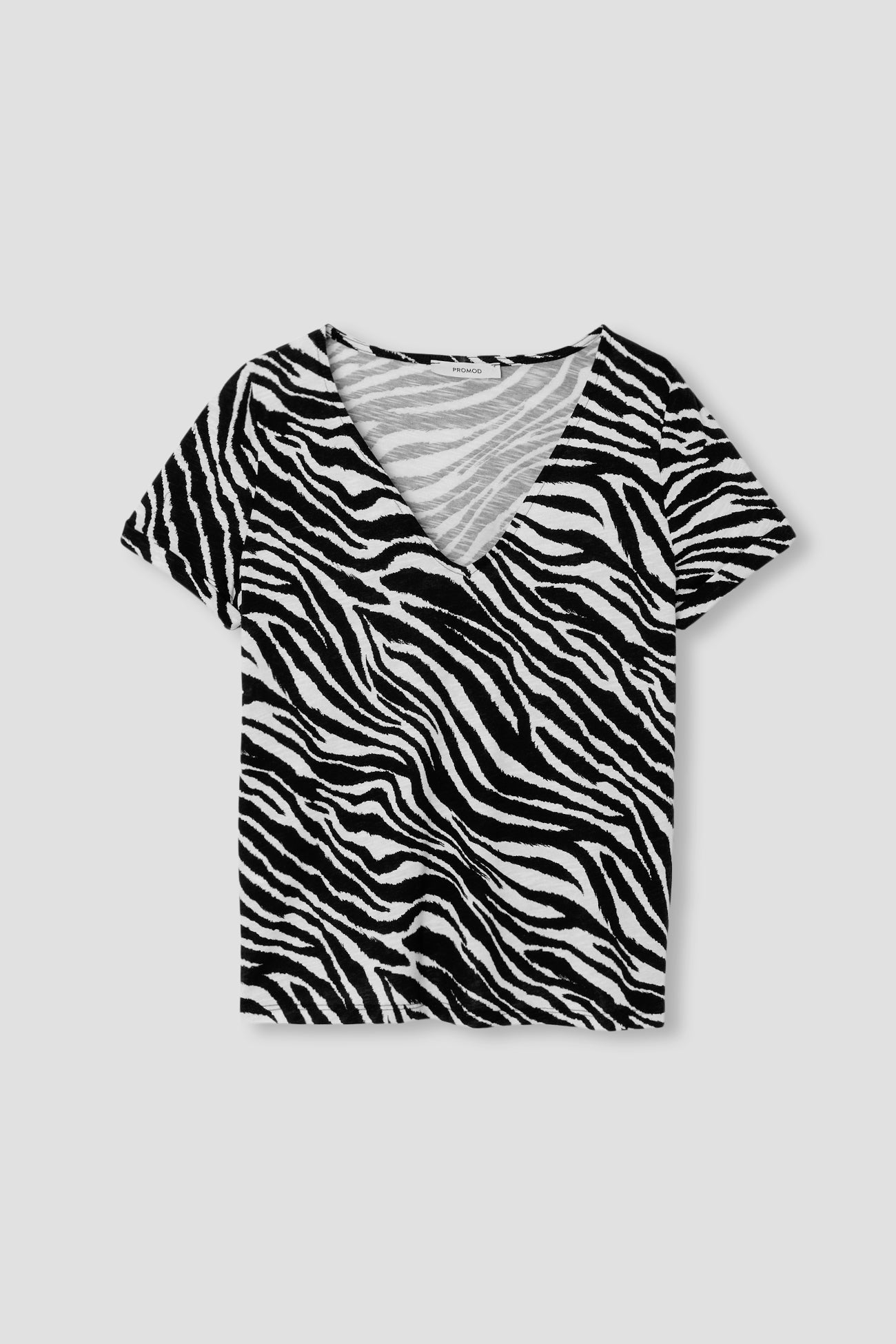 Women's Zebra Print T-Shirt - Loose V Neck Short Sleeve Tunic Top For Summer 2025
