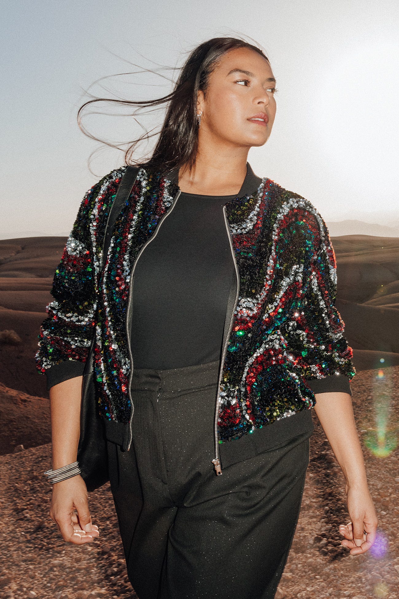 Bomberjacke mit Pailletten