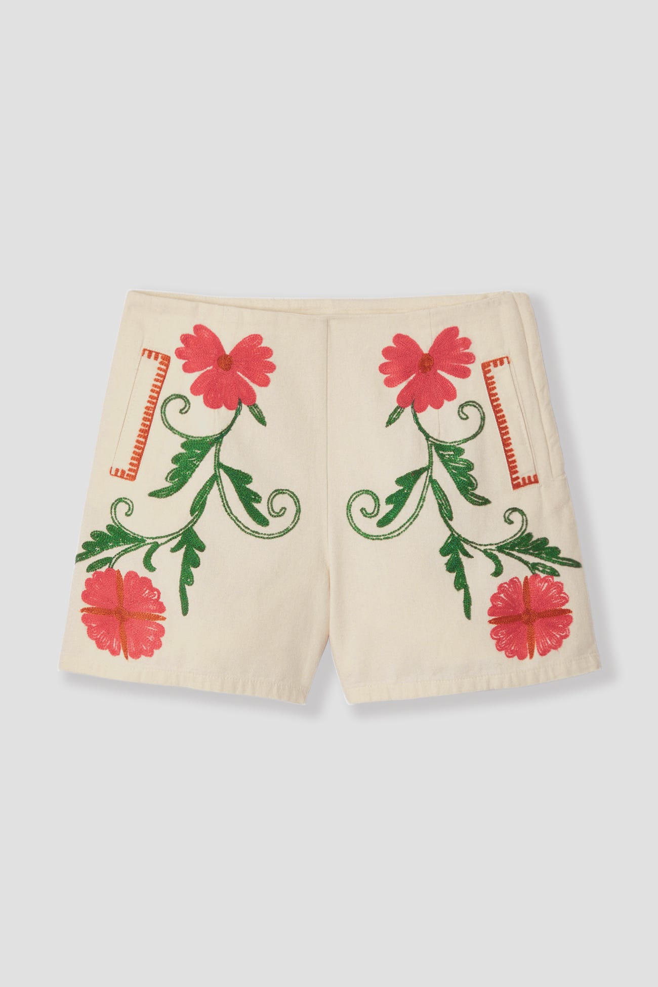 Short en coton brodé Femme