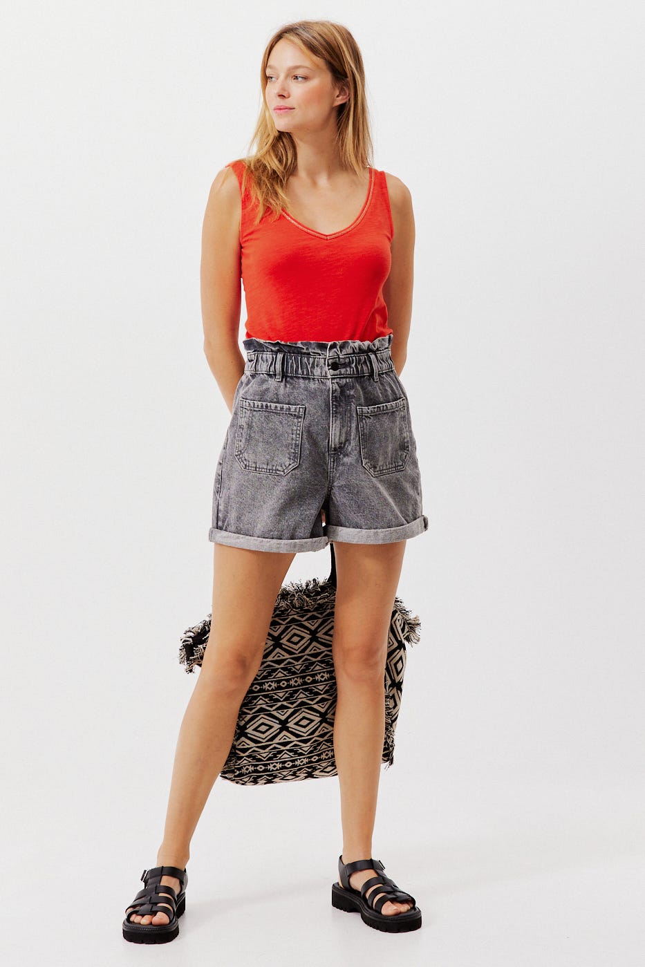 V-neckline sleeveless top