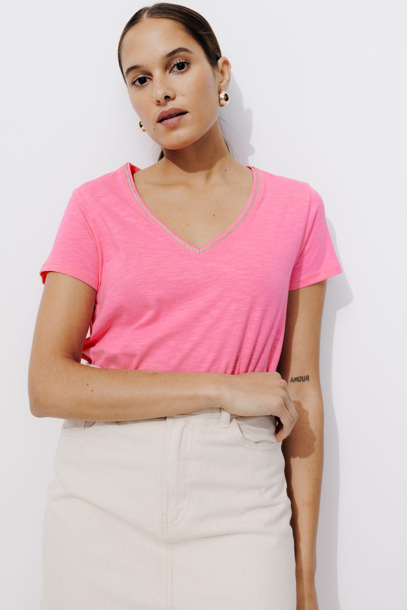 T-shirt col V Femme