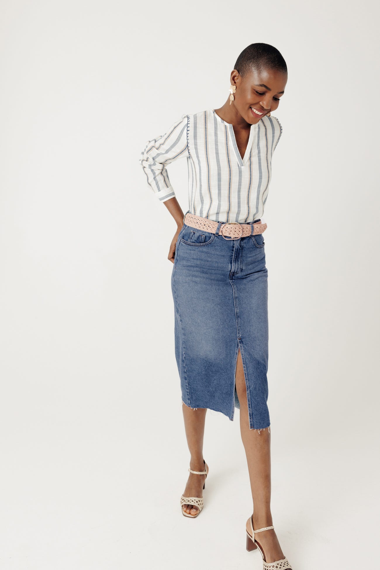 Jupe midi en jean Femme