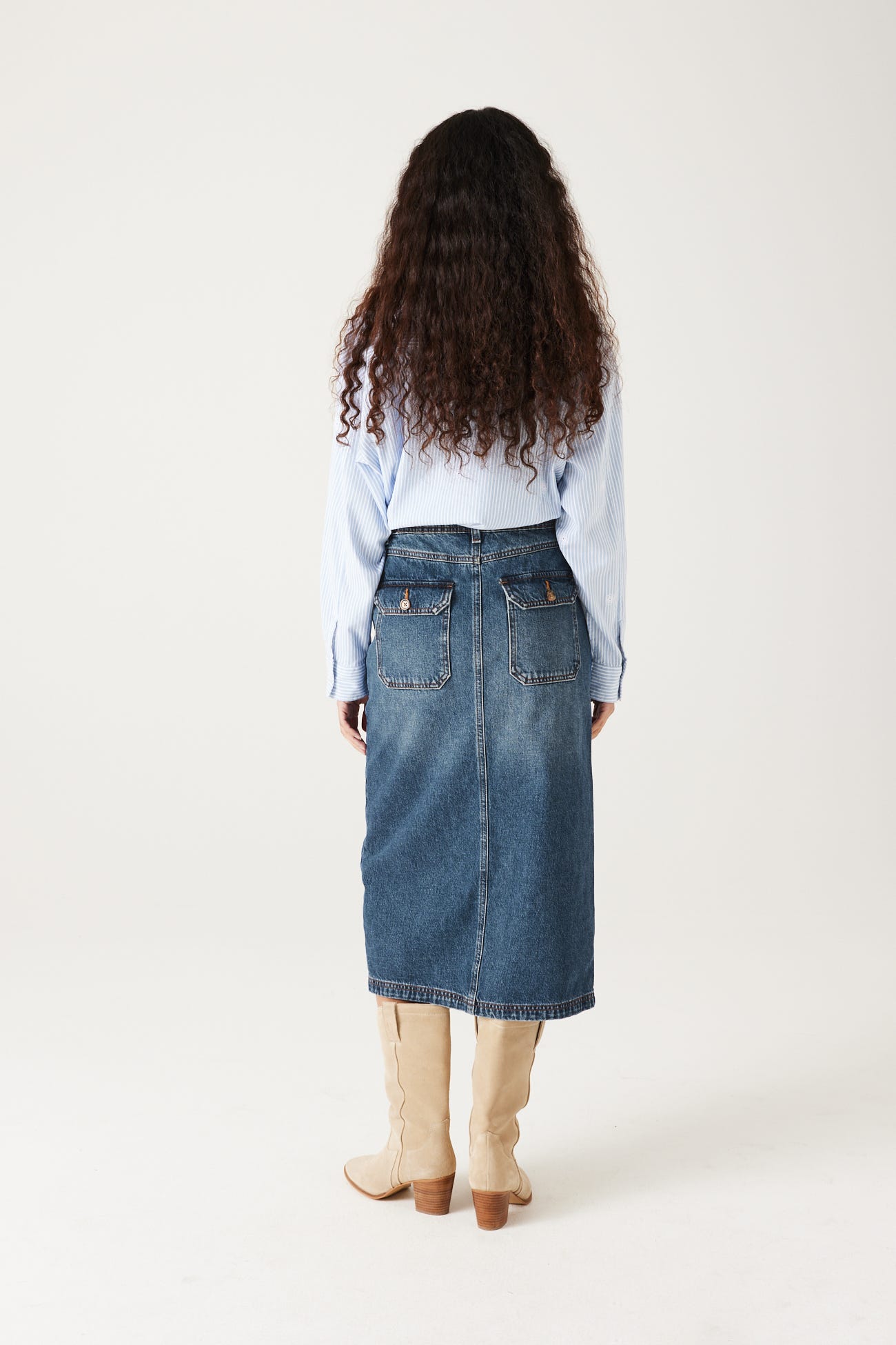 Denim midi skirt