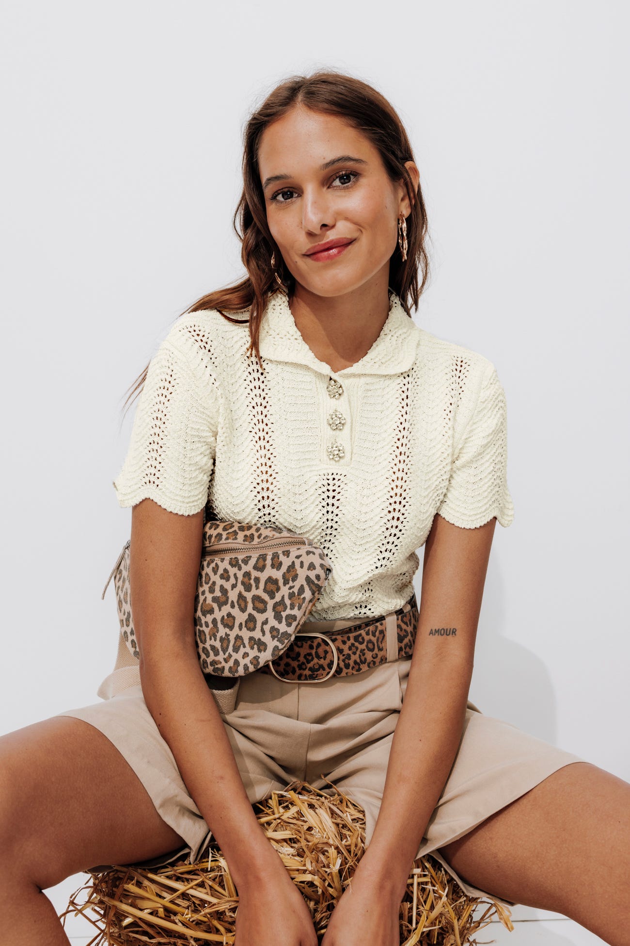Pull polo court Femme