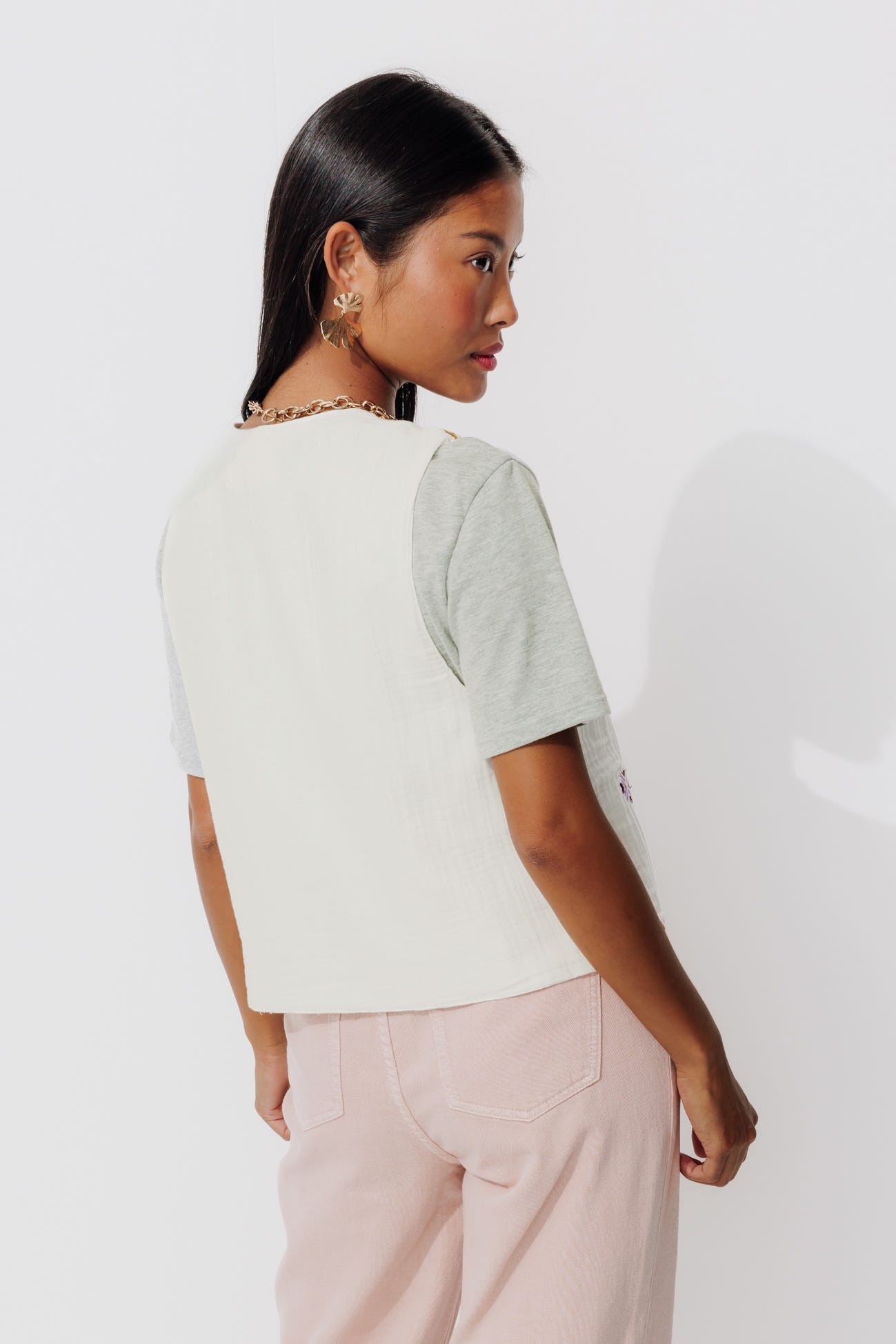 Boléro brodé en coton Femme