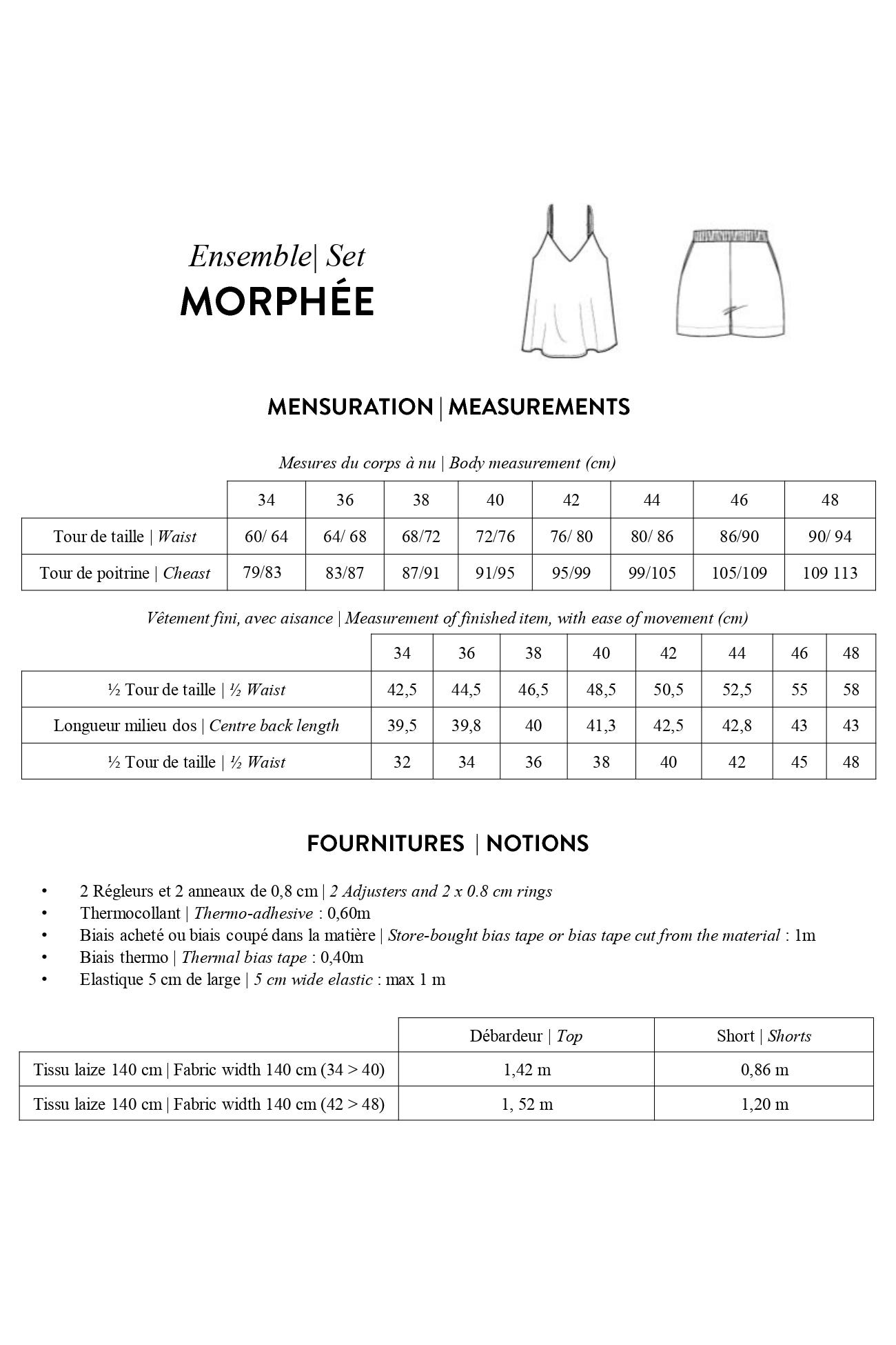 PATRON PAPIER PYJAMA MORPHEE