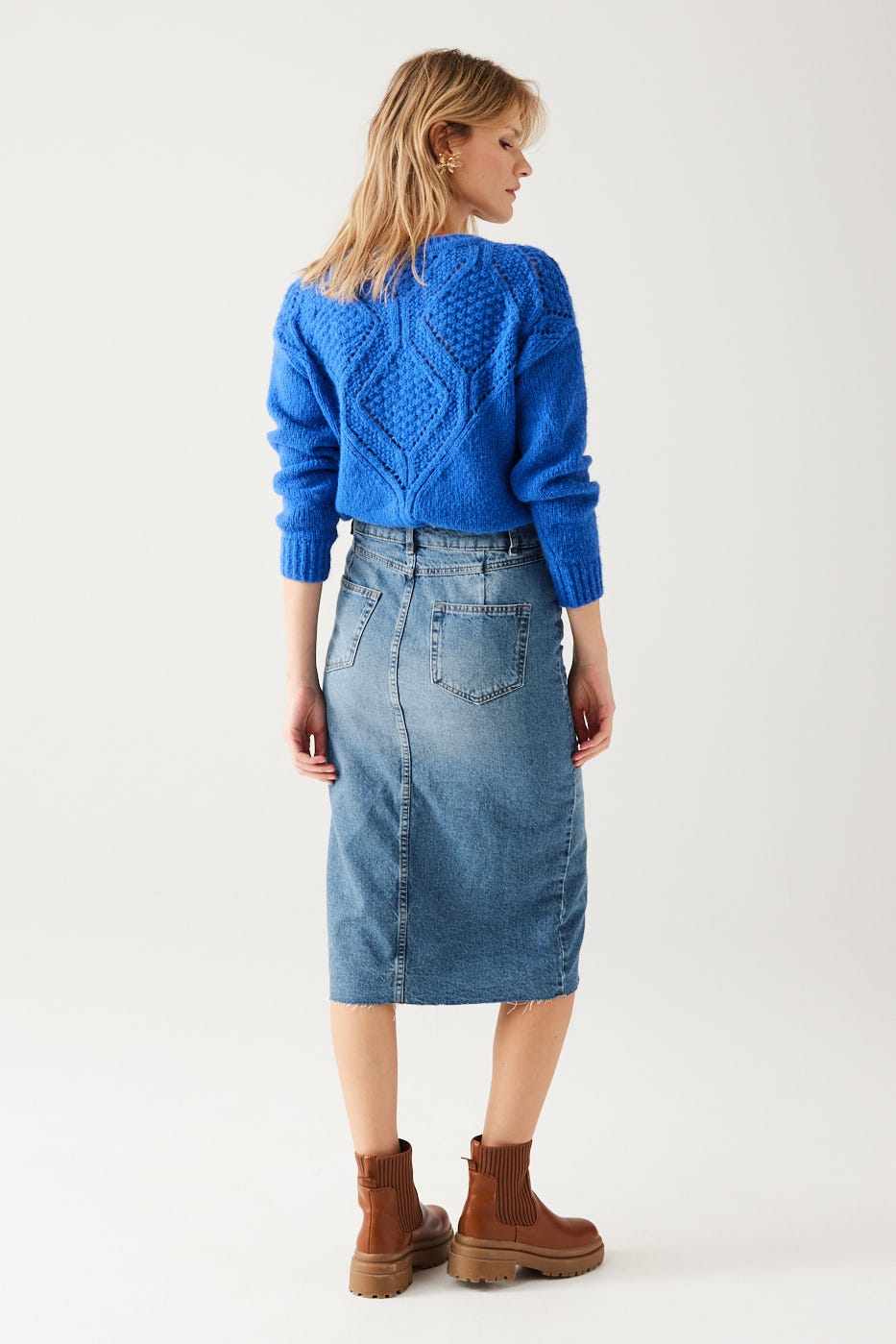 Jupe midi en jean Femme