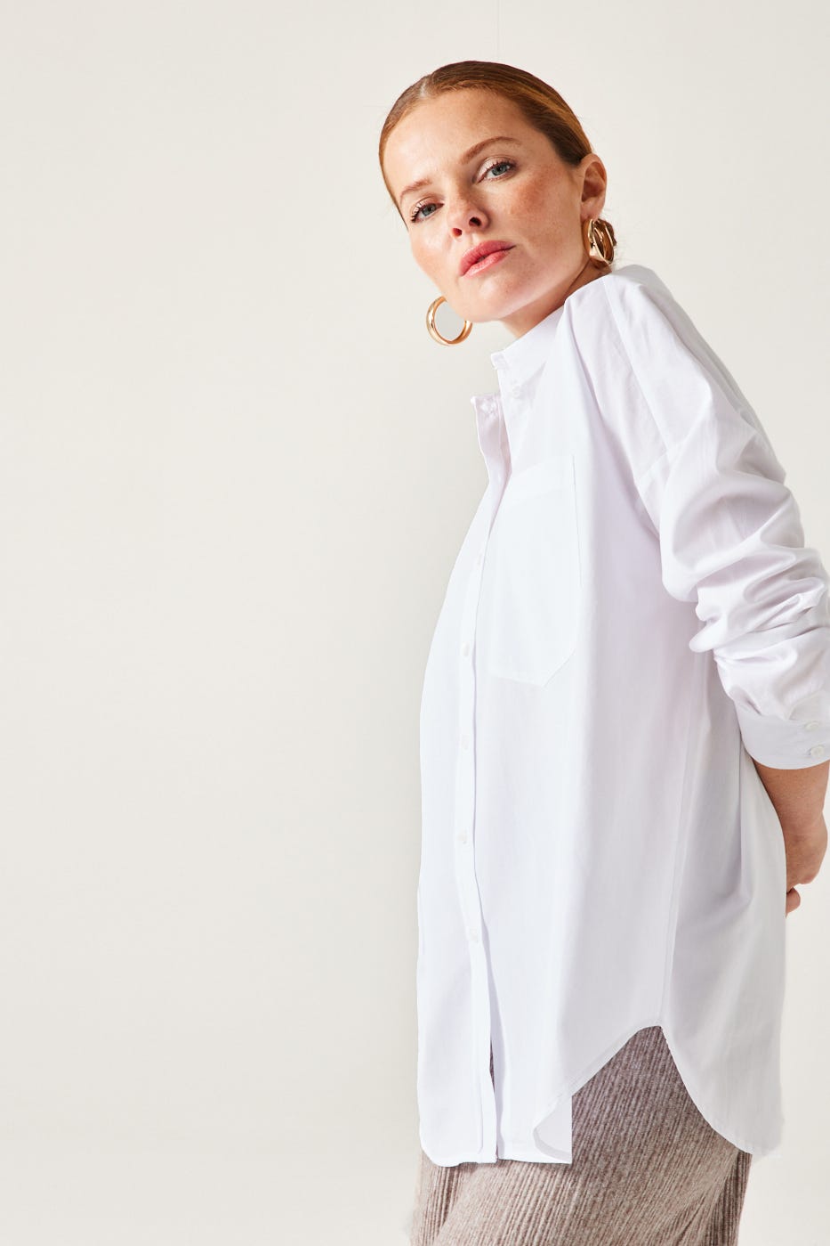 Maxi camicia a tinta unita