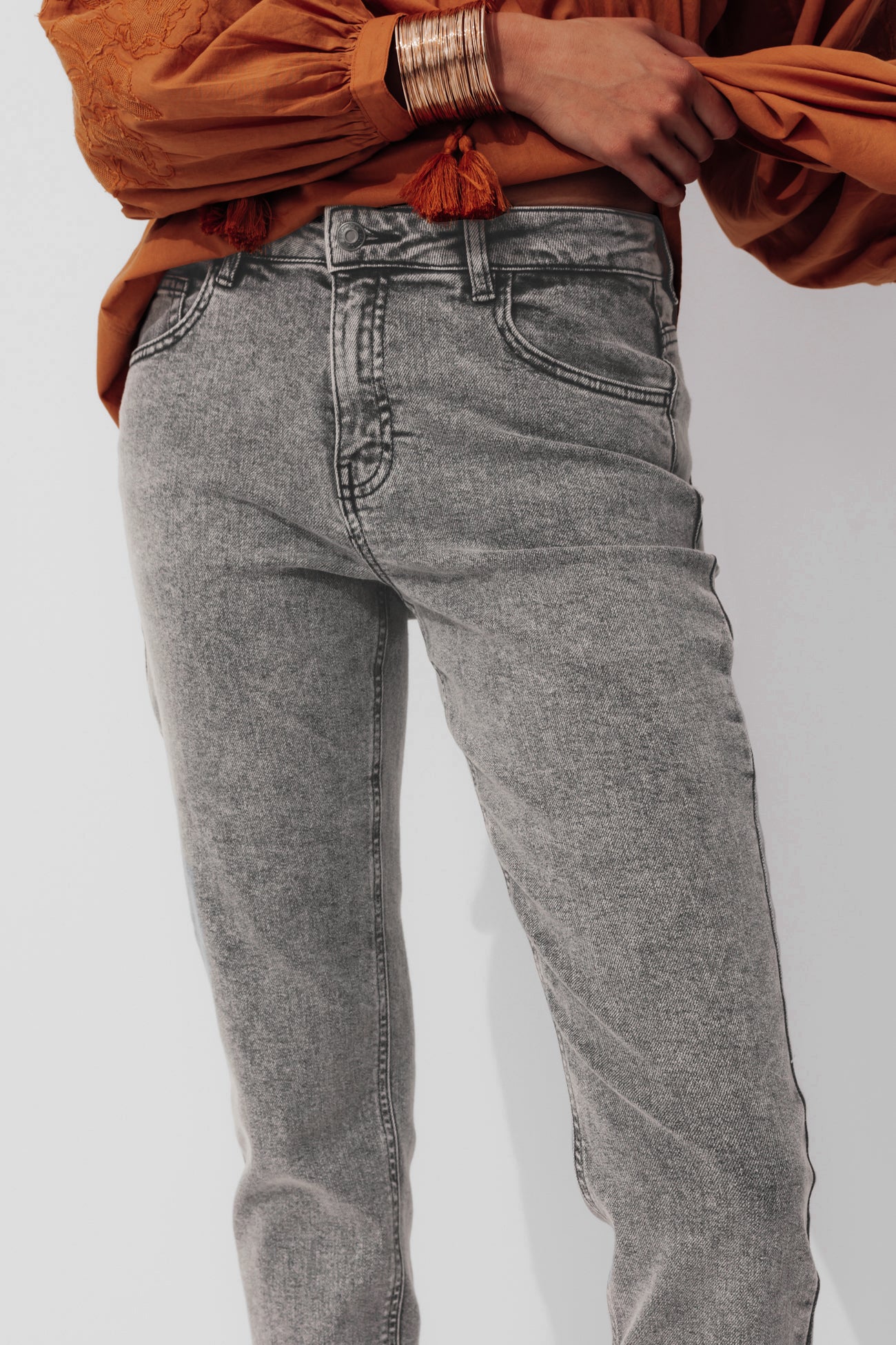Jean Cropé Gris C'N'C Costume National – Taille 26 IT 40, Stretch, Fabriqué En Italie