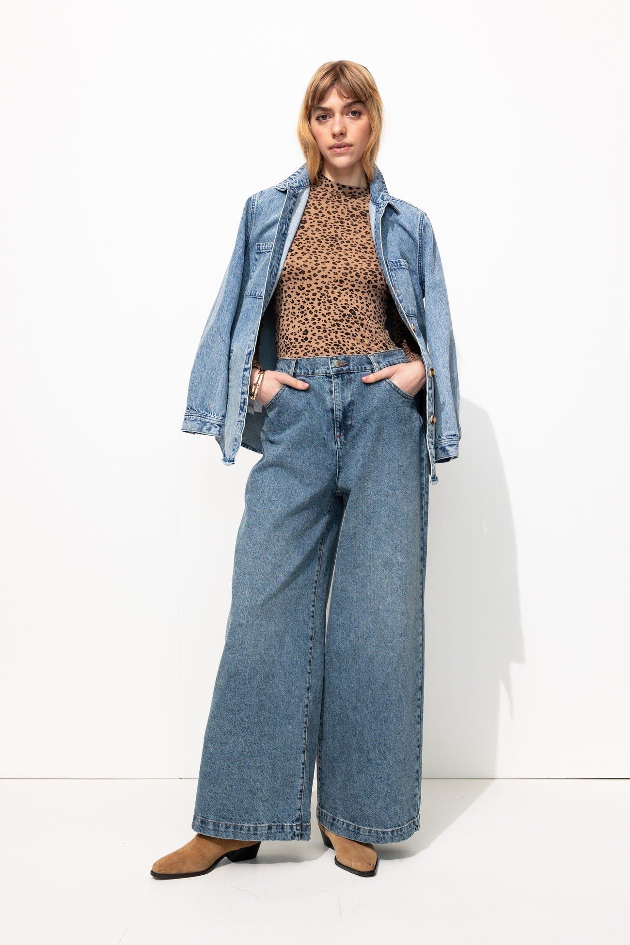 Jeans larghi a vita alta