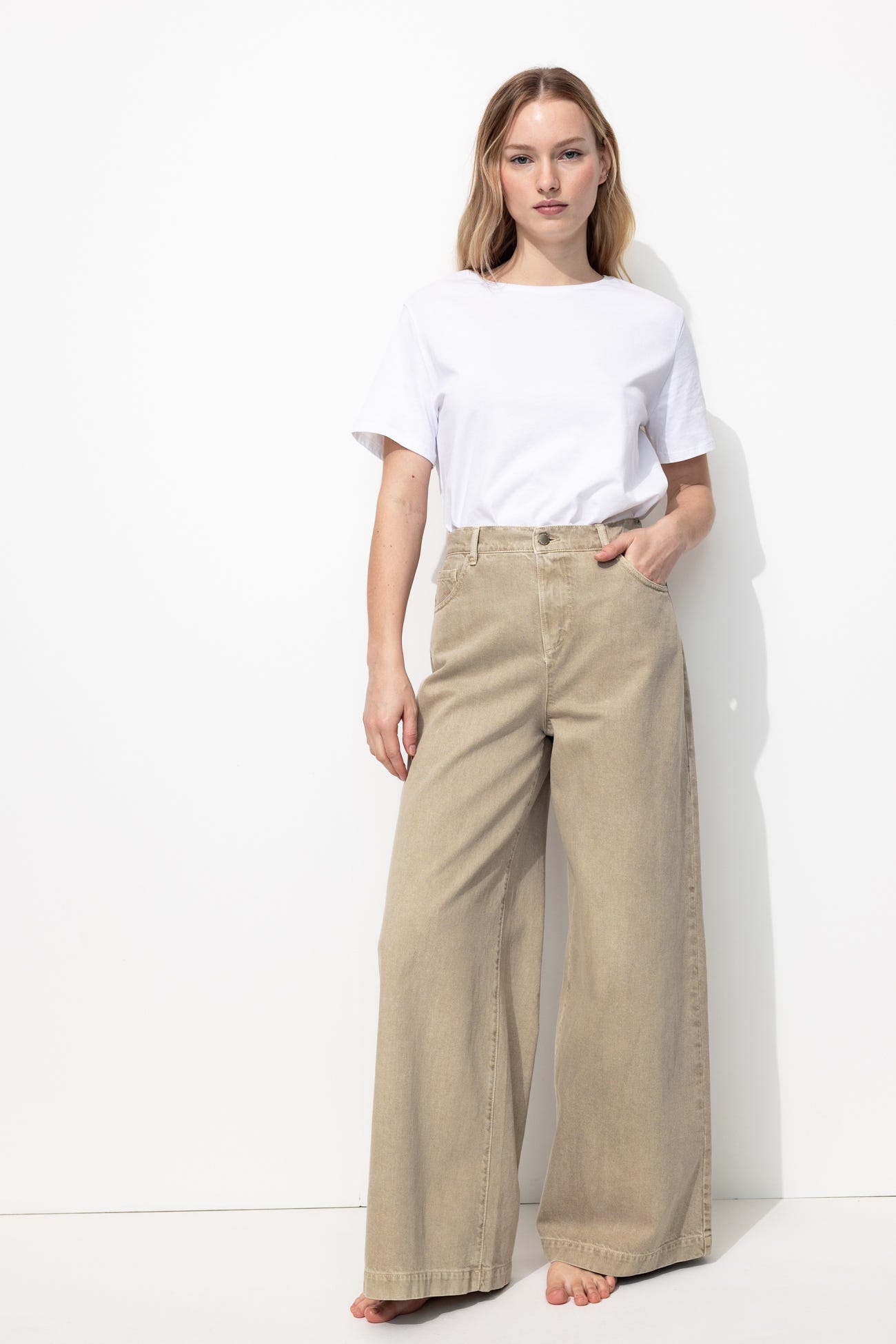 Pantalon large taille haute