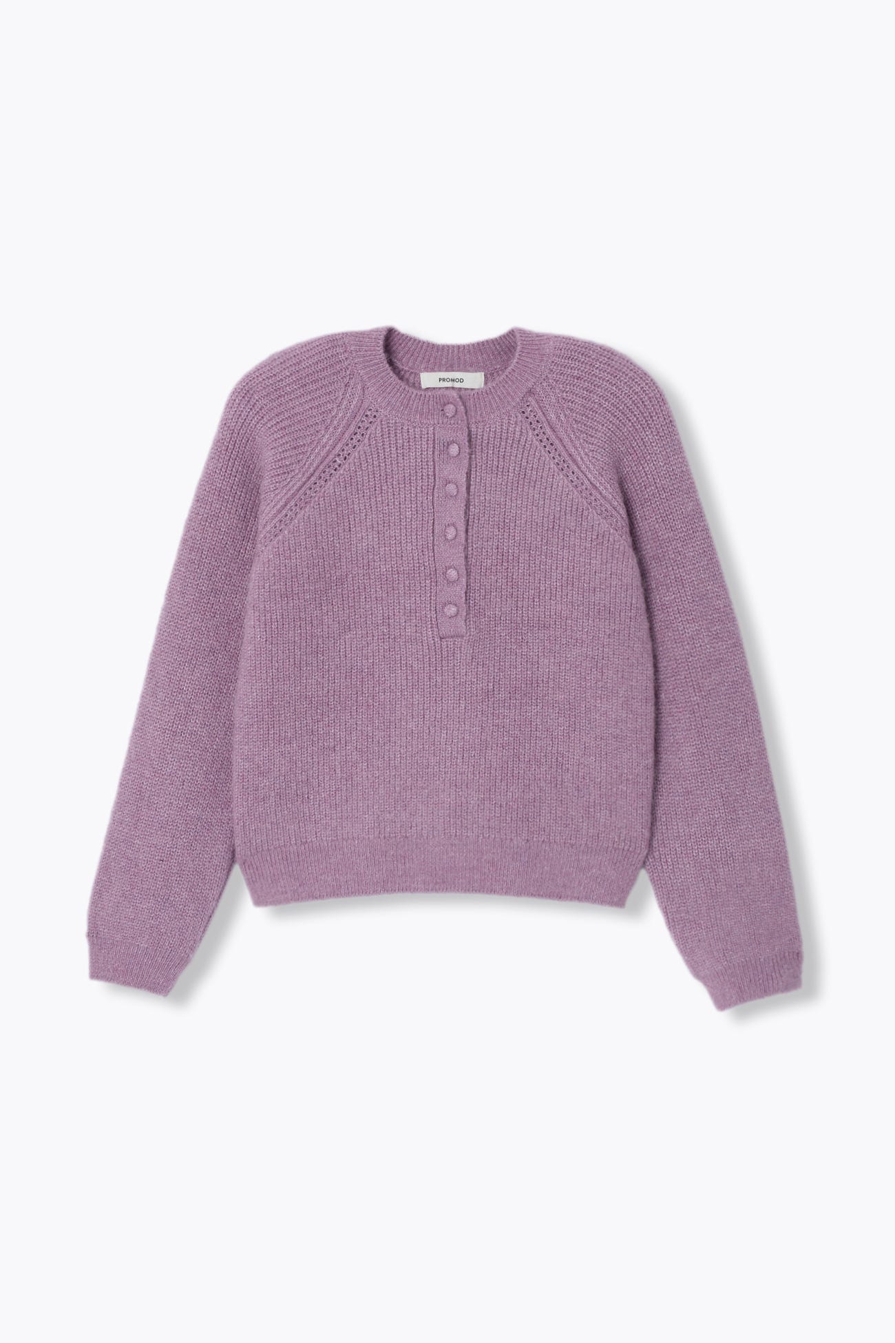Geknöpfter Rippstrickpullover