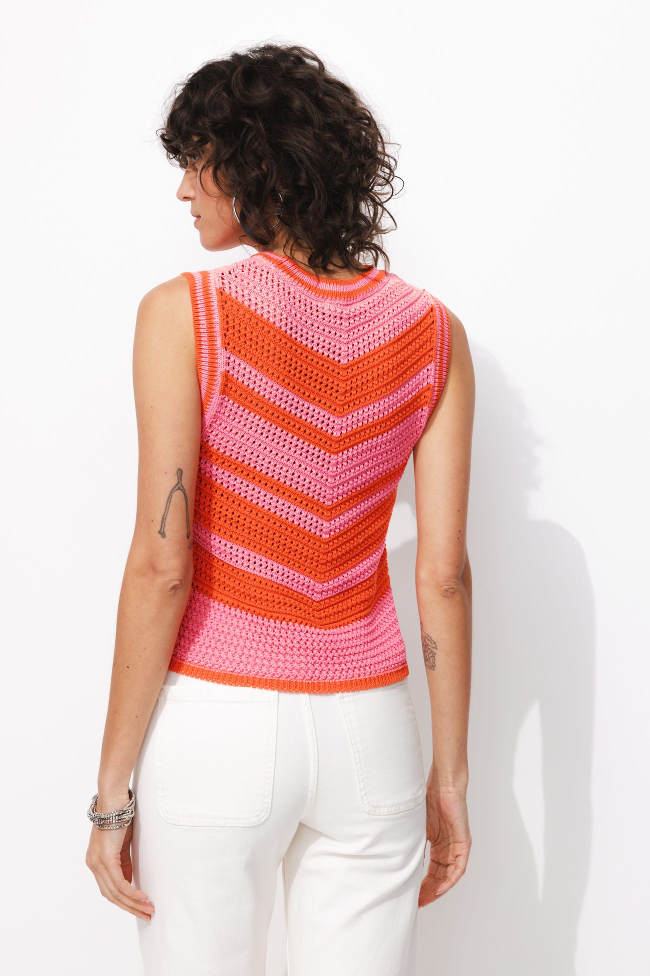 Pull au crochet bicolore Femme