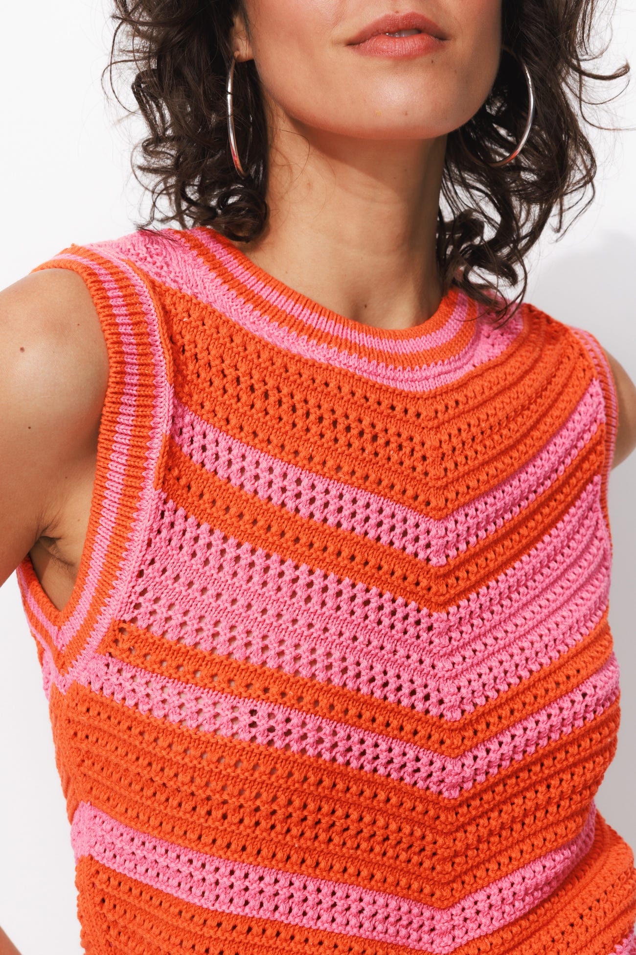 Pull au crochet bicolore Femme